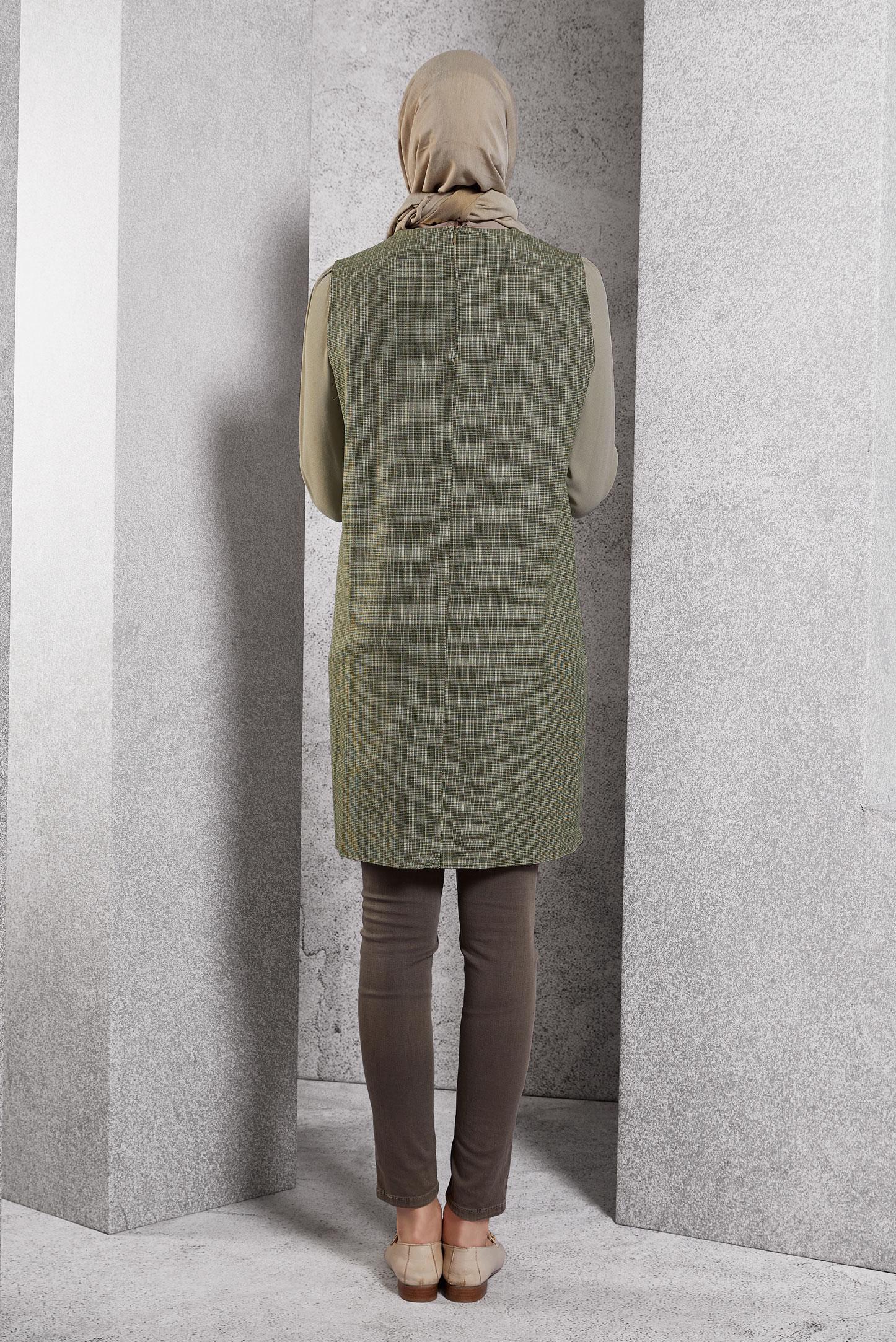 Tesettür giyim HAKİ BAĞLAMA DETAYLI TUNİKLİ TAKIM 45082