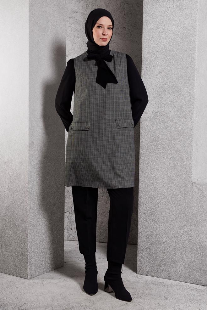 Tesettür giyim GRİ 45082 SENECA 2 Lİ TUNİK 40-46 - ALVİNA