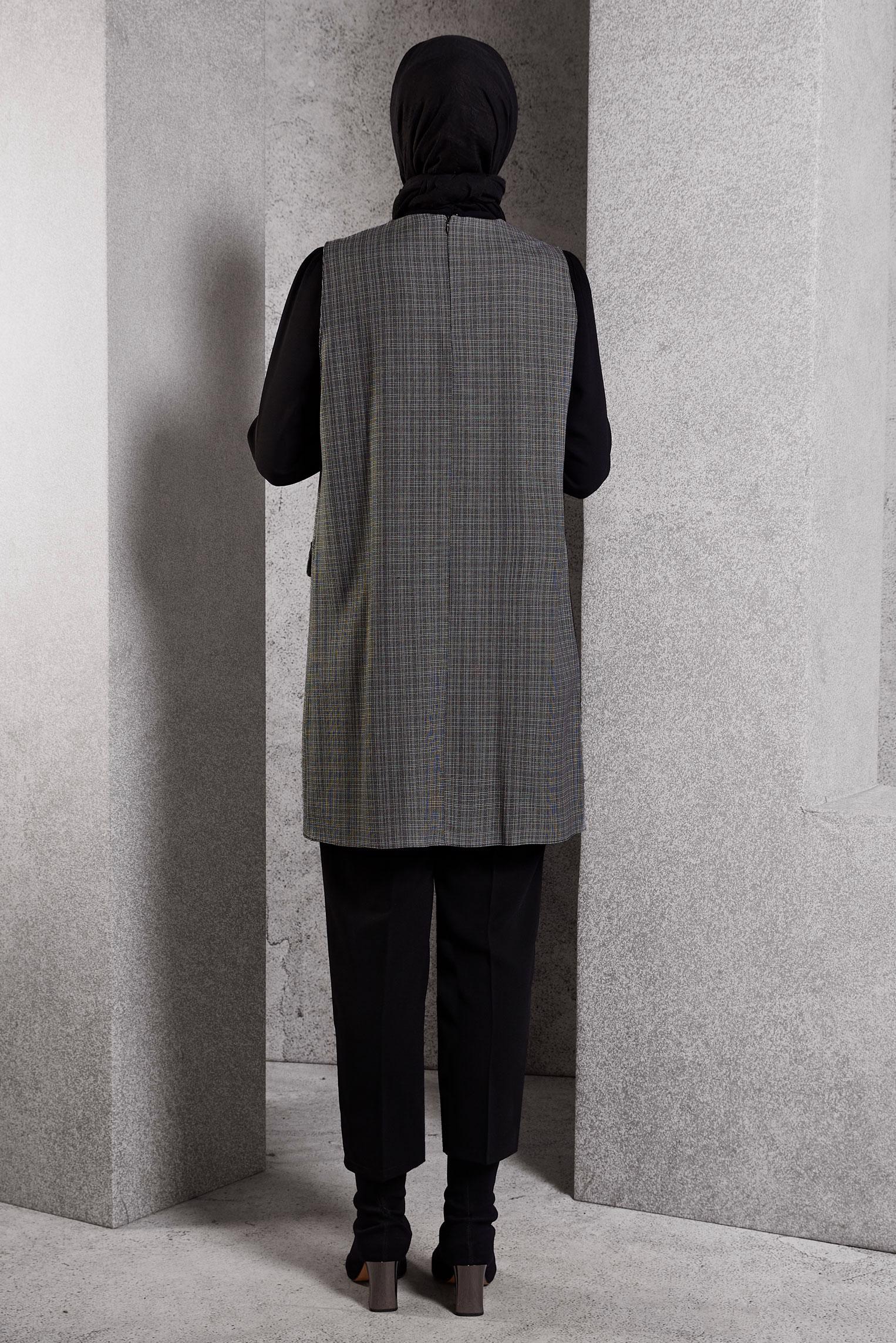 Tesettür giyim GRİ 45082 SENECA 2 Lİ TUNİK 40-46