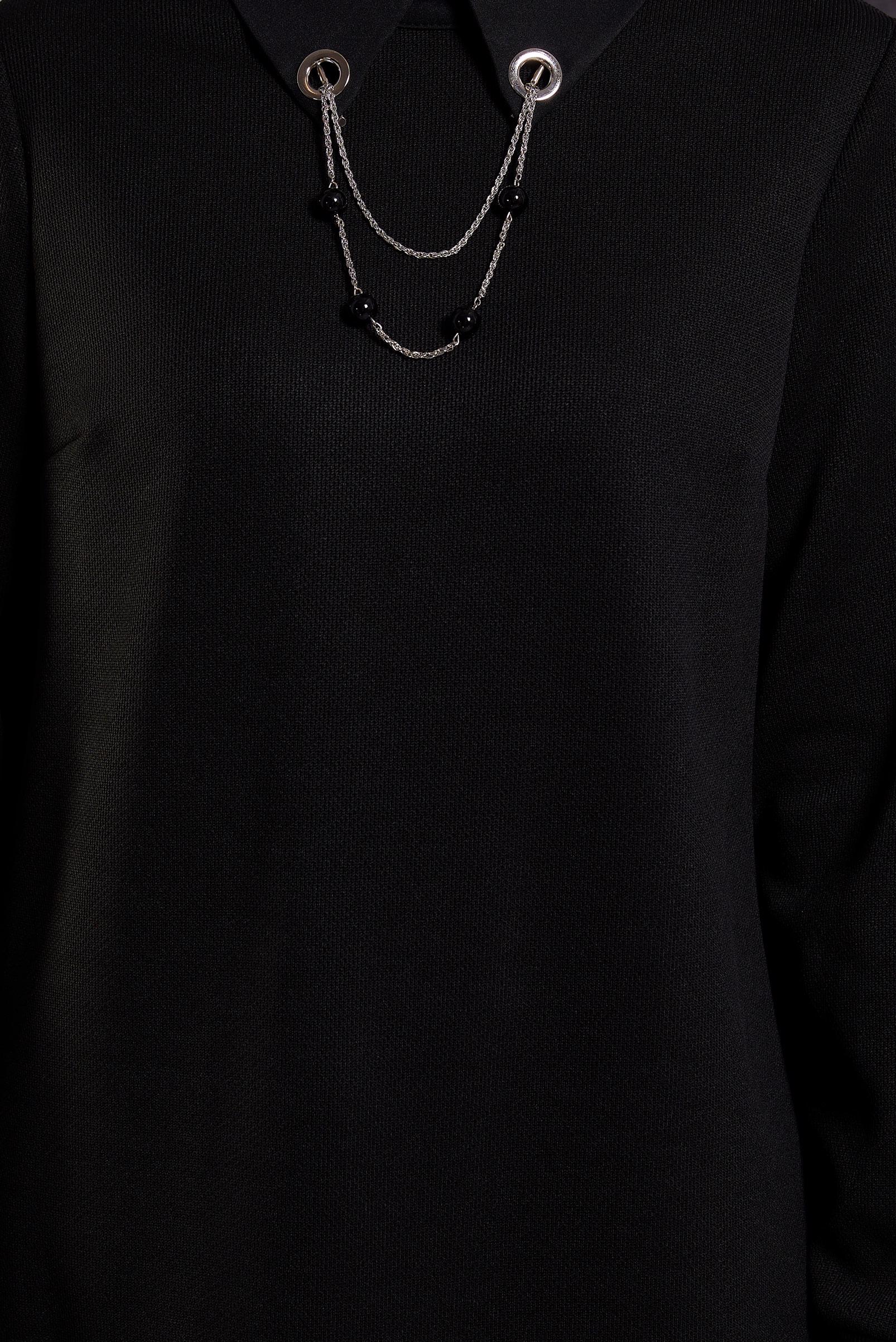 Tesettür giyim SİYAH AKSESUAR DETAYLI TUNİK 45084