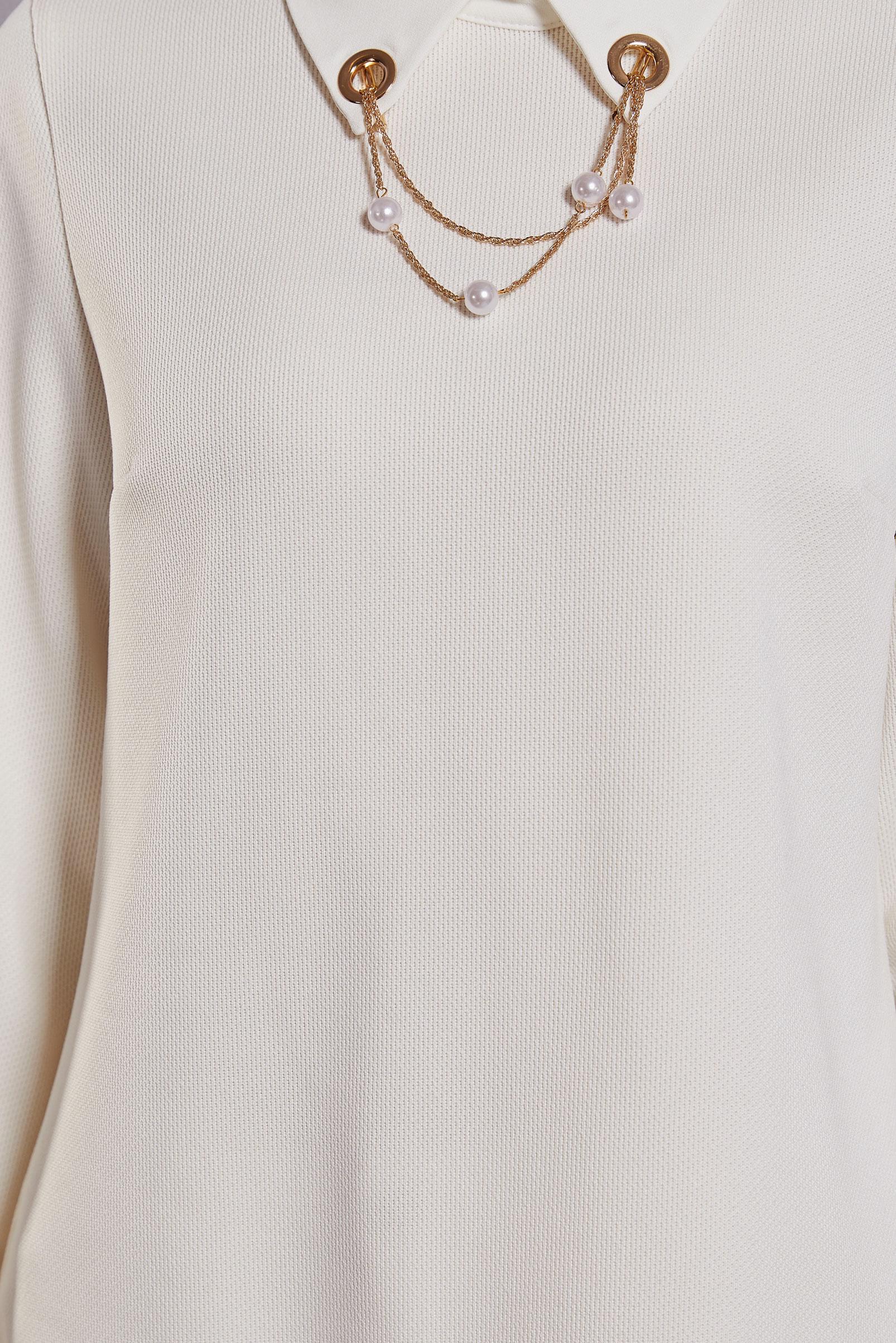 Tesettür giyim BEYAZ AKSESUAR DETAYLI TUNİK 45084