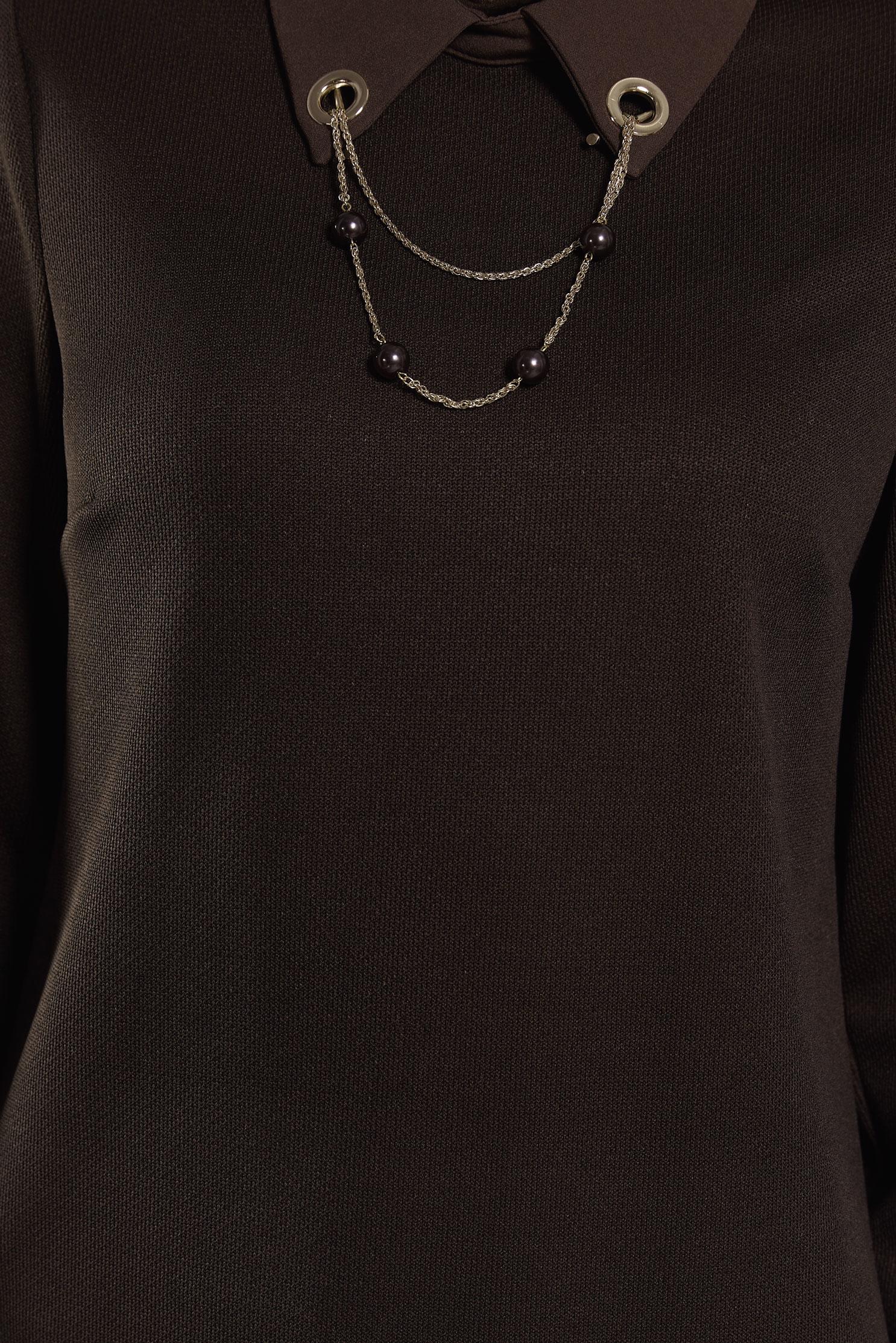 Tesettür giyim KAHVE AKSESUAR DETAYLI TUNİK 45084