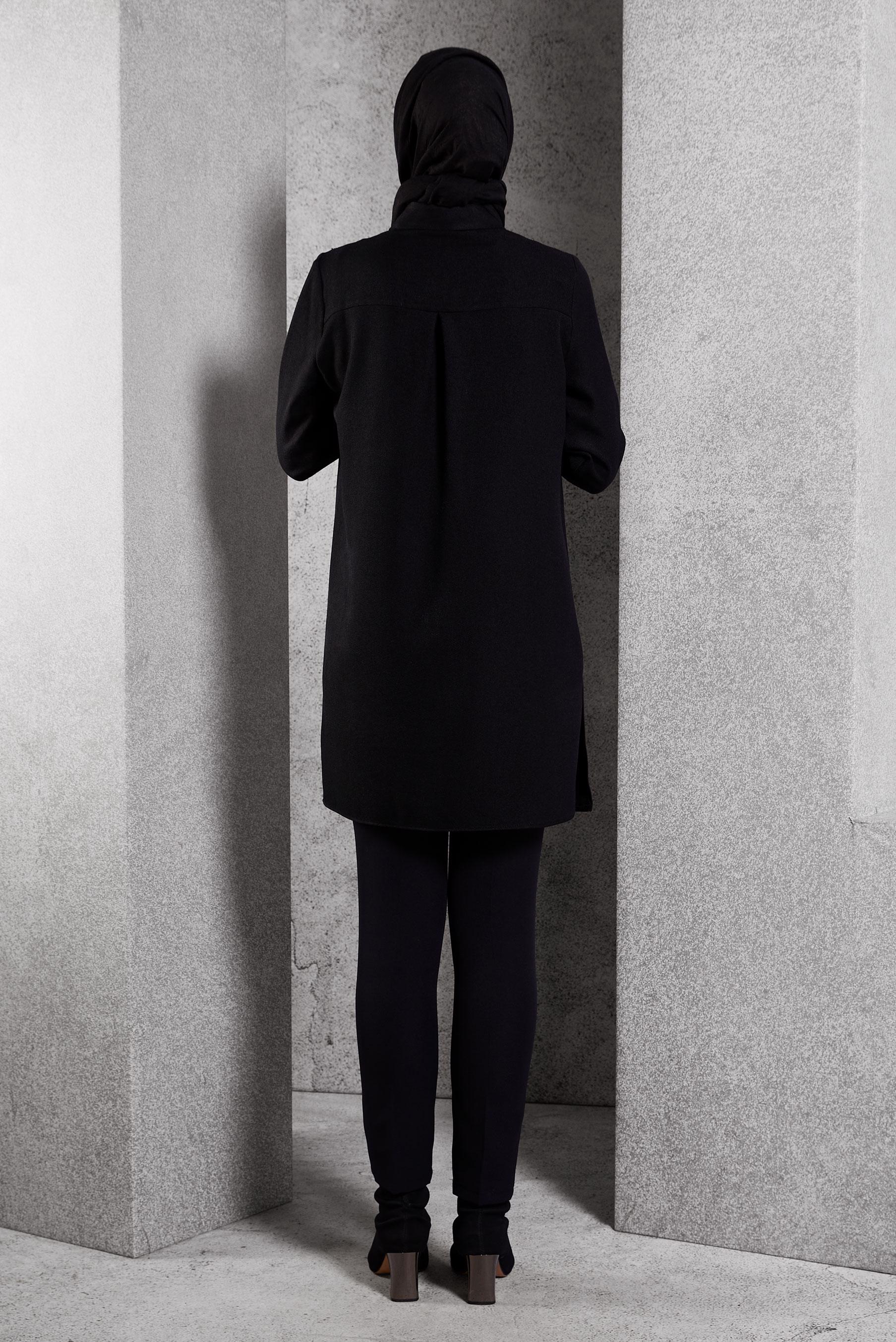 Tesettür giyim SİYAH KARE DESENLİ TUNİK 45088