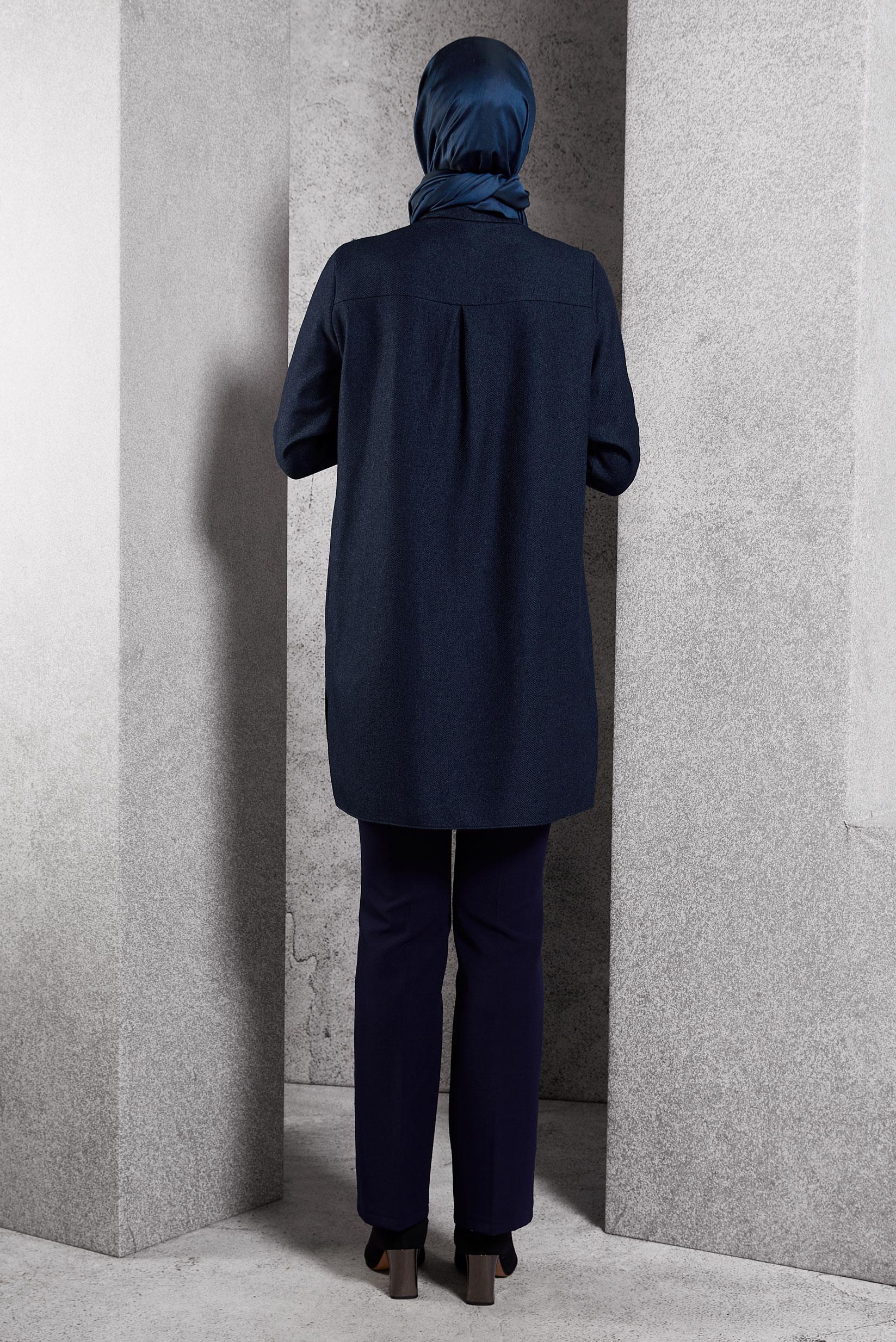 Tesettür giyim LACİVERT KARE DESENLİ TUNİK 45088