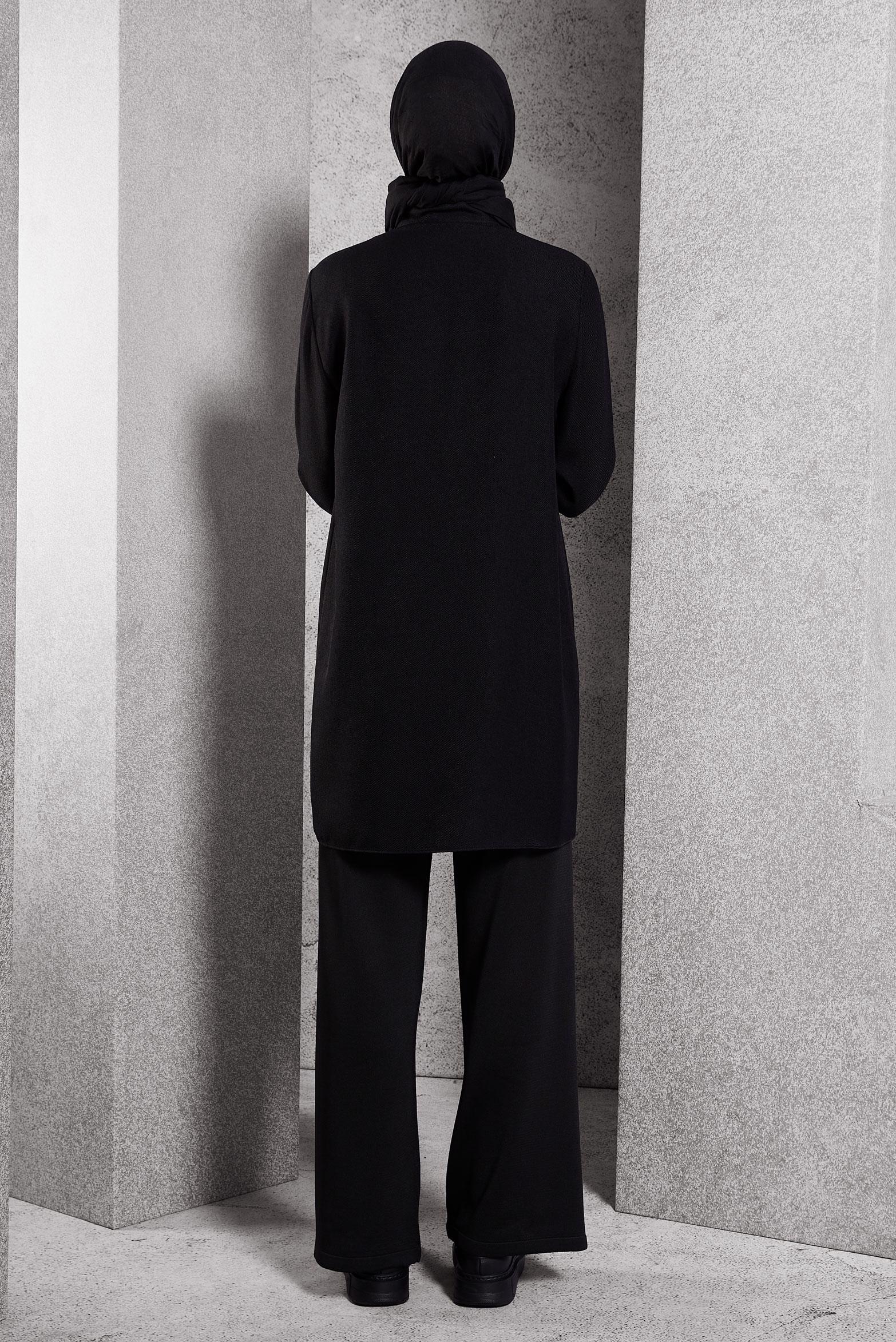 Tesettür giyim SİYAH FERMUARLI TESETTÜR TUNİK 45090