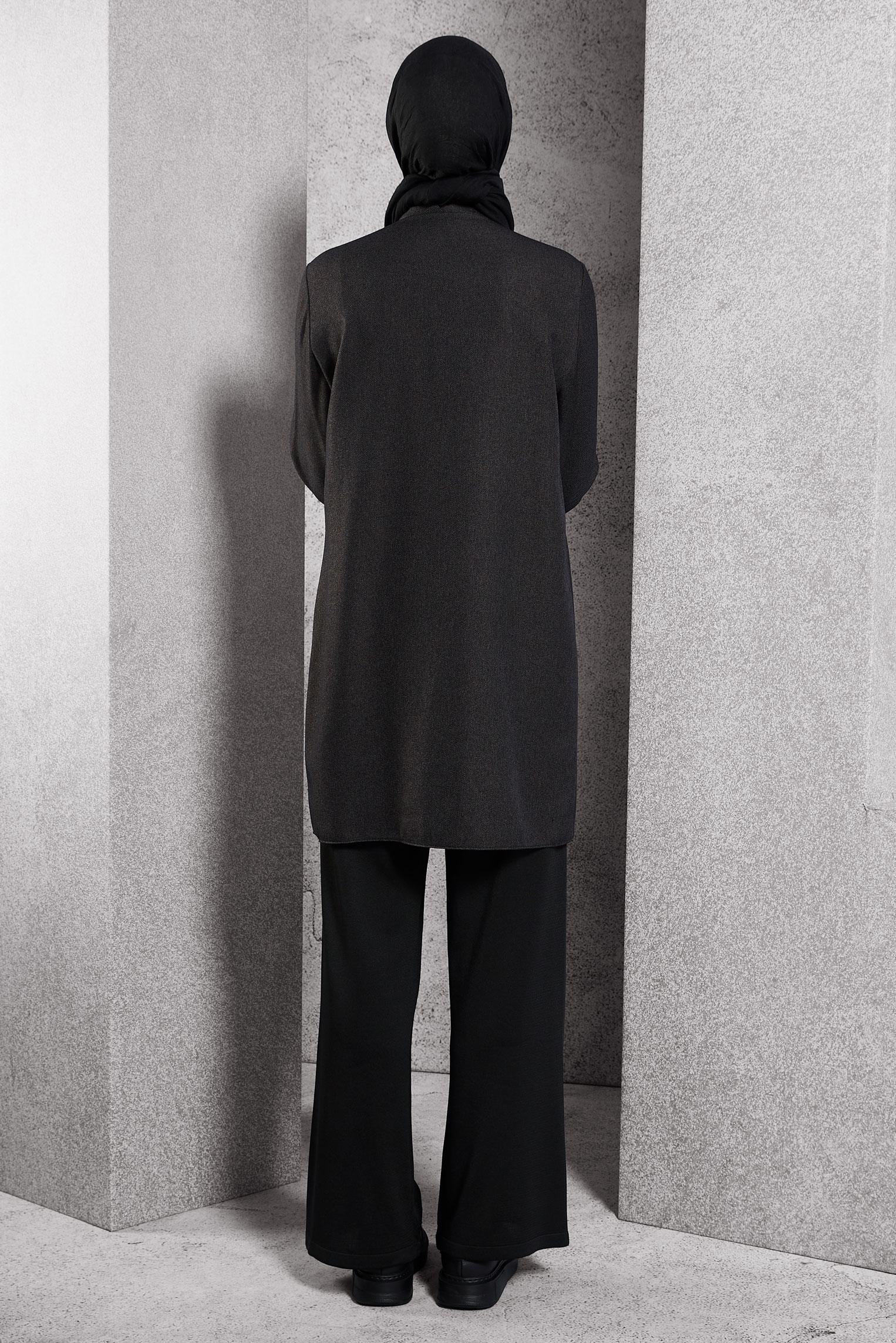 Tesettür giyim GRİ FERMUARLI TESETTÜR TUNİK 45090