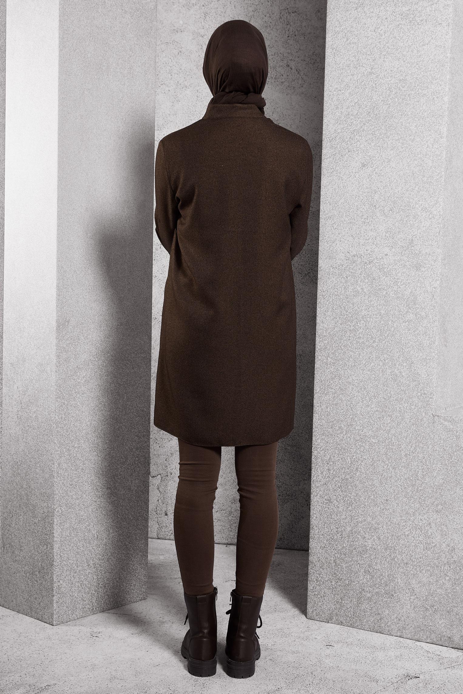 Tesettür giyim KAHVE FERMUARLI TESETTÜR TUNİK 45090