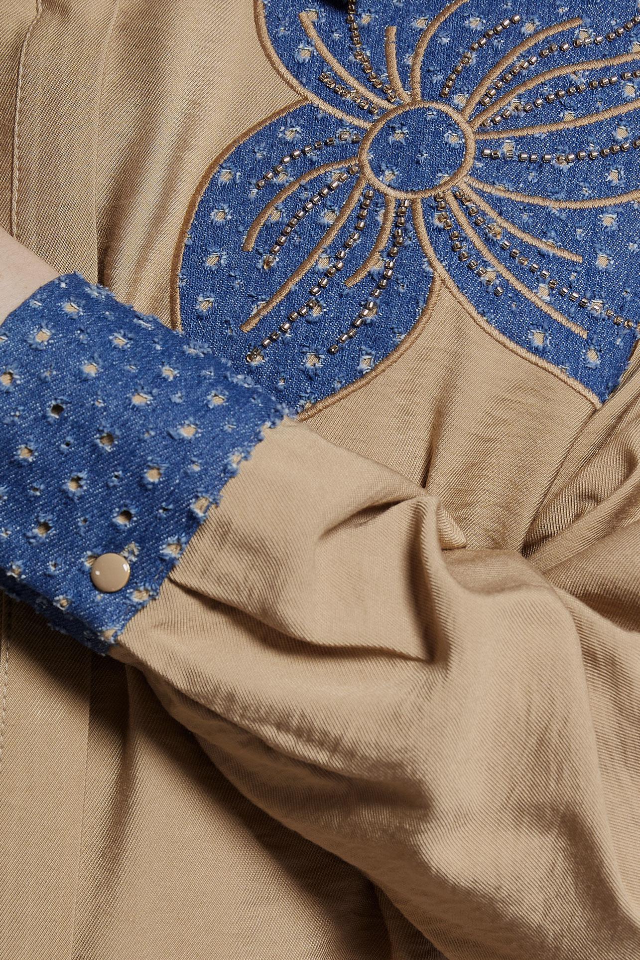 Tesettür giyim KAHVE GÖMLEK YAKA TUNİK 45091