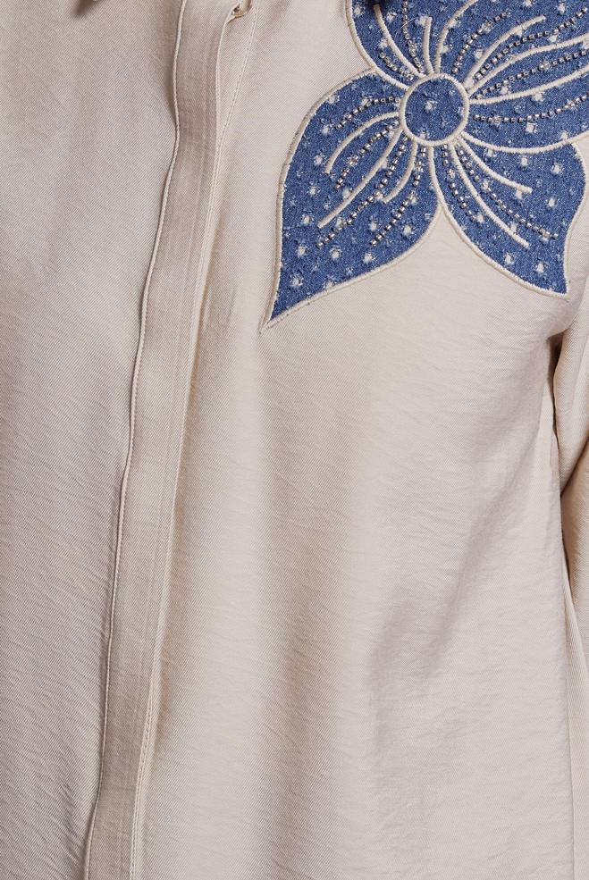 Hijab clothing BEIGE SHIRT COLLAR TUNIC 45091 - ALVİNA