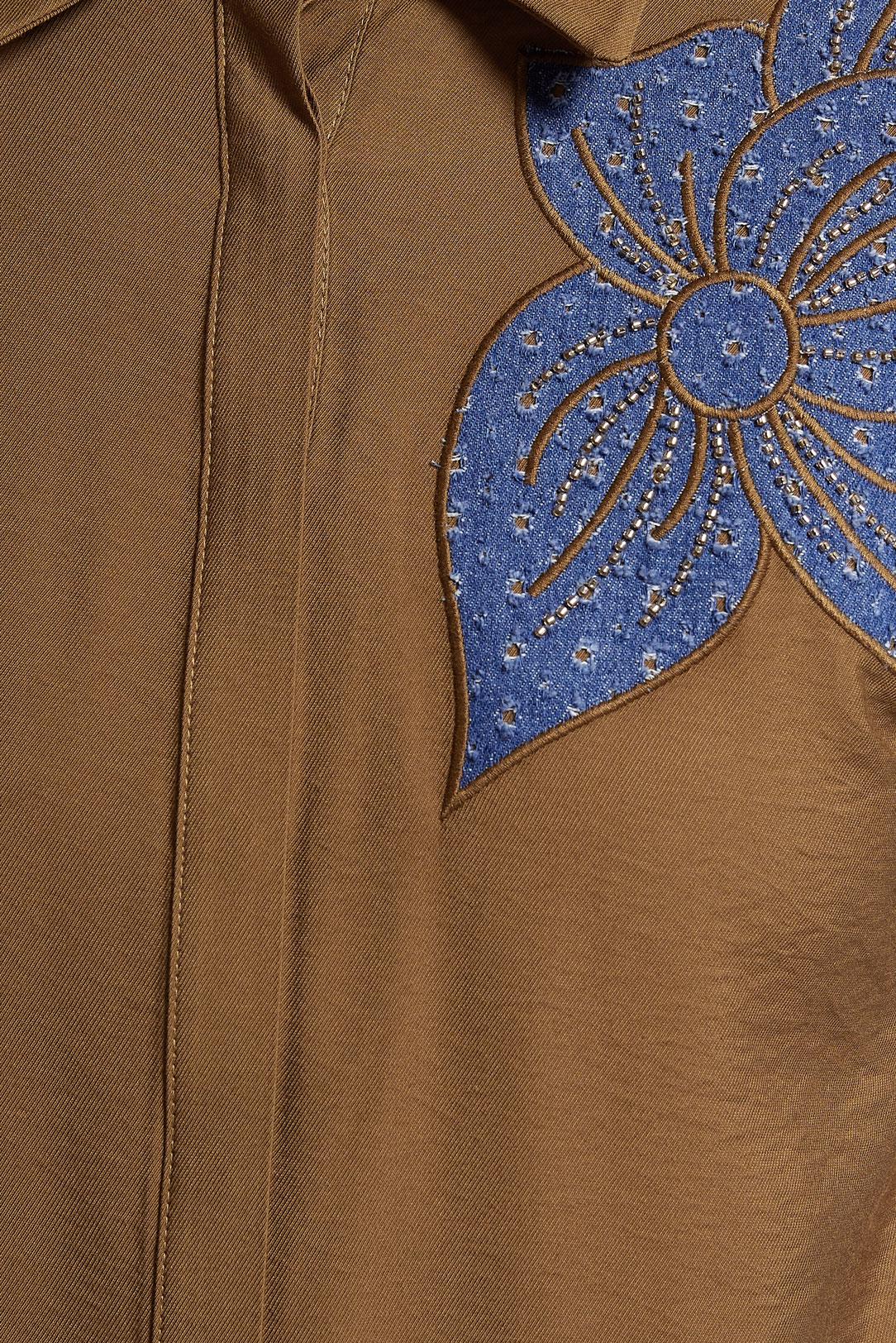 Tesettür giyim KAHVE GÖMLEK YAKA TUNİK 45091