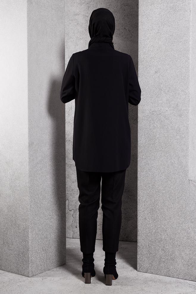 Tesettür giyim SİYAH TESETTÜR GÖMLEK TUNİK 45101 - ALVİNA