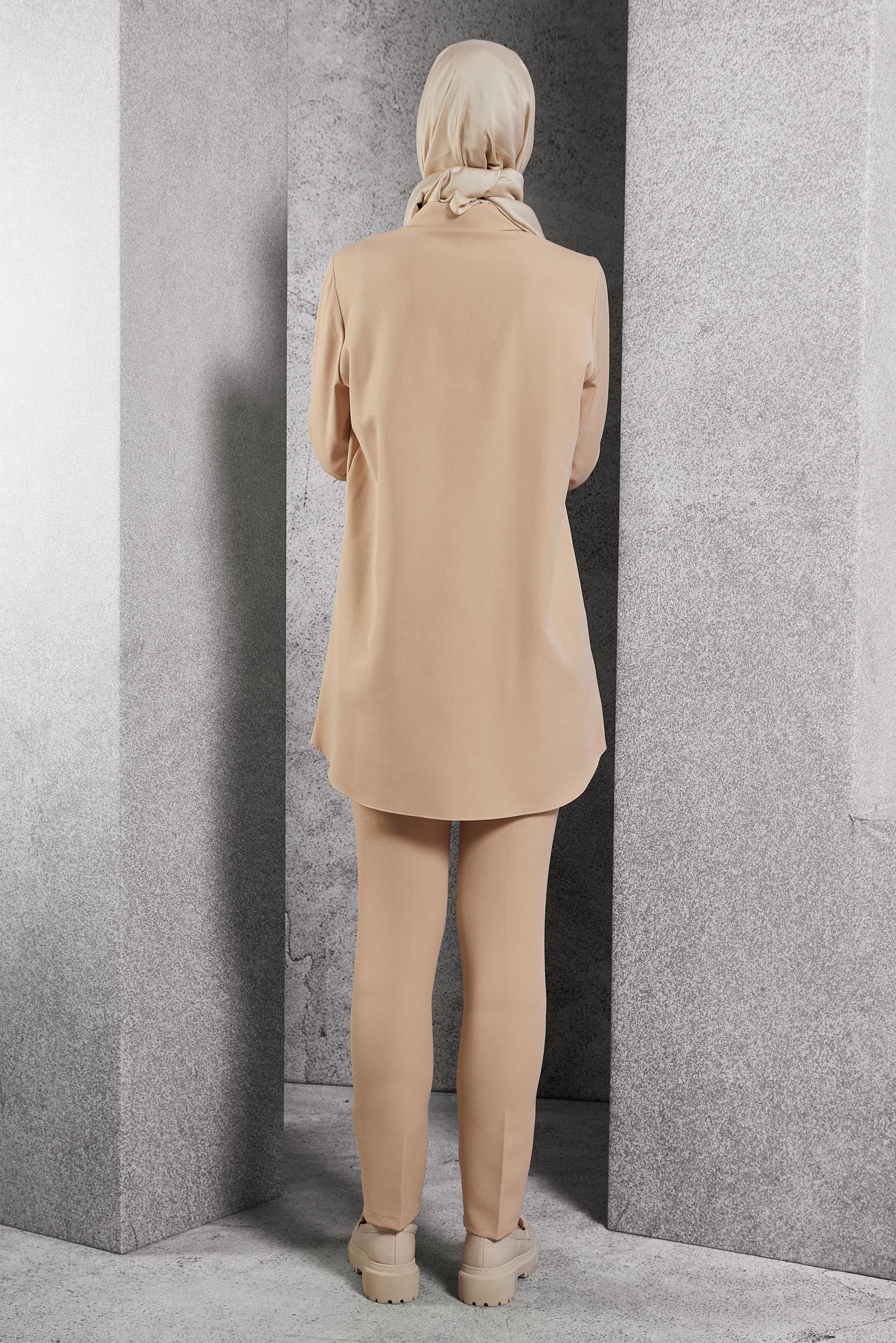 Tesettür giyim BEJ TESETTÜR GÖMLEK TUNİK 45101