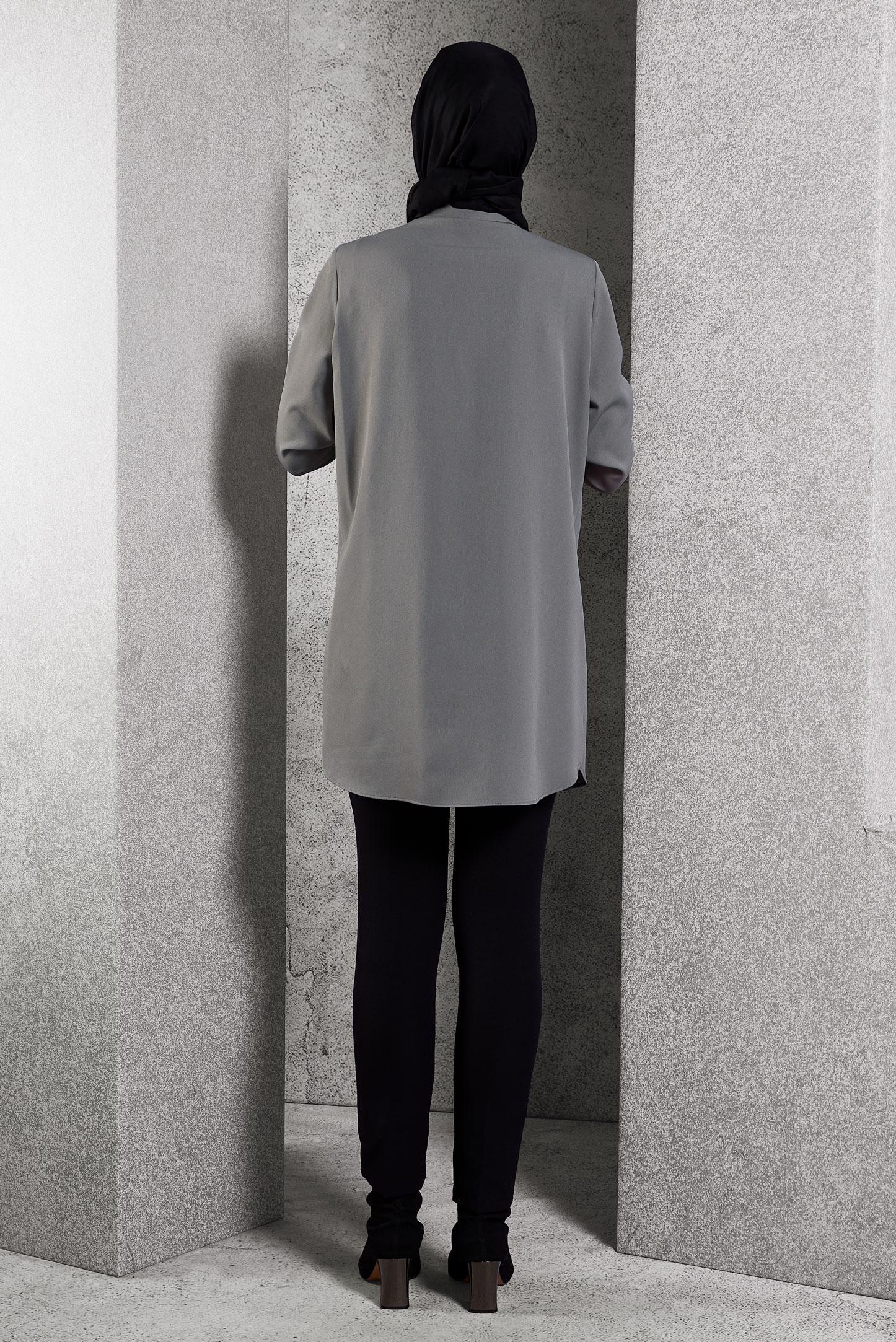 Tesettür giyim GRİ TESETTÜR GÖMLEK TUNİK 45101