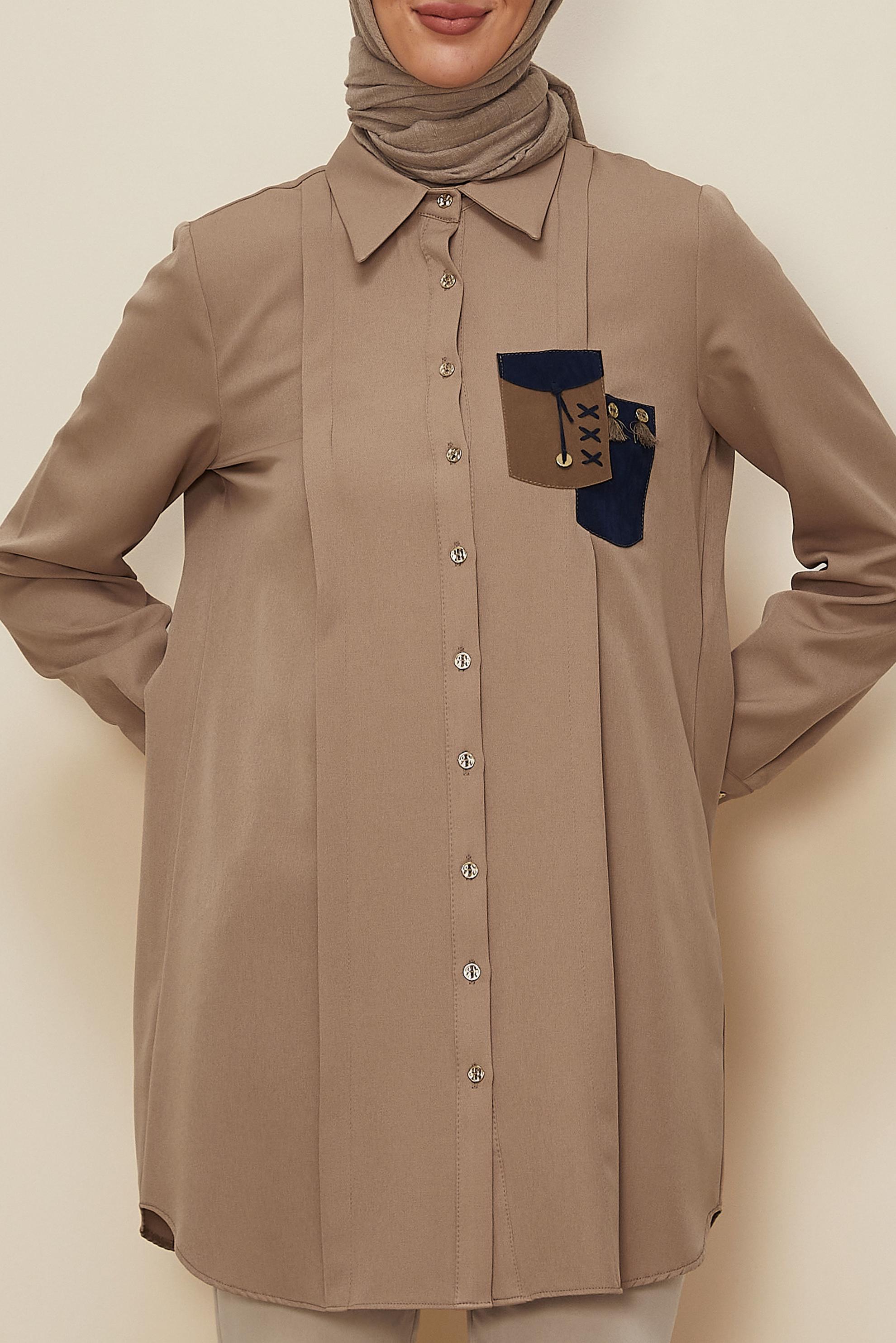 Vêtements hijab BRUN TUNIQUE CHEMISE MODESTE 45101