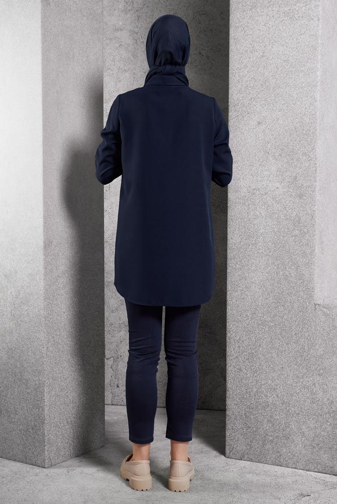 Tesettür giyim LACİVERT TESETTÜR GÖMLEK TUNİK 45101 - ALVİNA