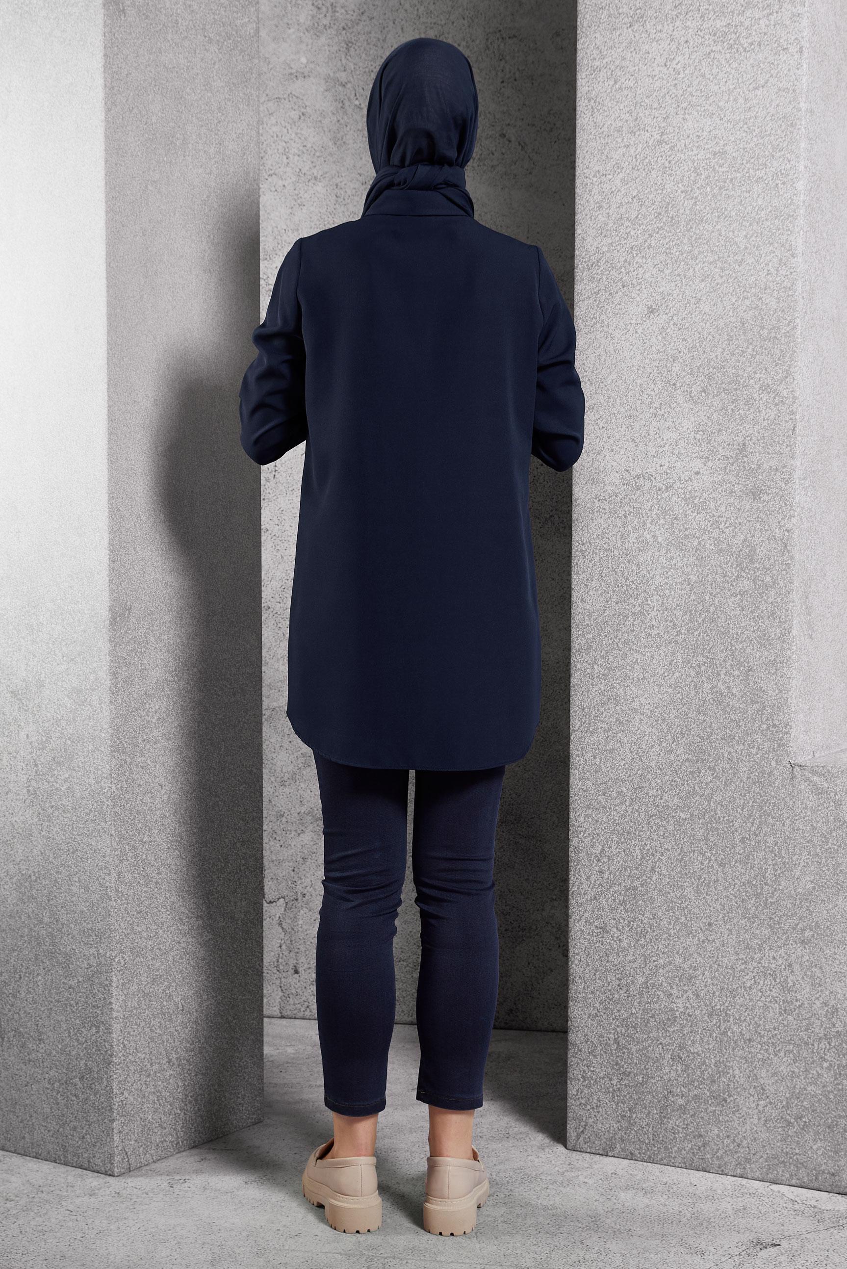 Tesettür giyim LACİVERT TESETTÜR GÖMLEK TUNİK 45101