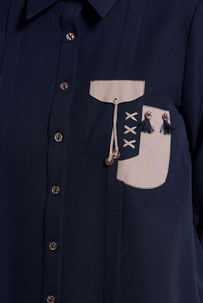 Tesettür giyim LACİVERT TESETTÜR GÖMLEK TUNİK 45101 - ALVİNA