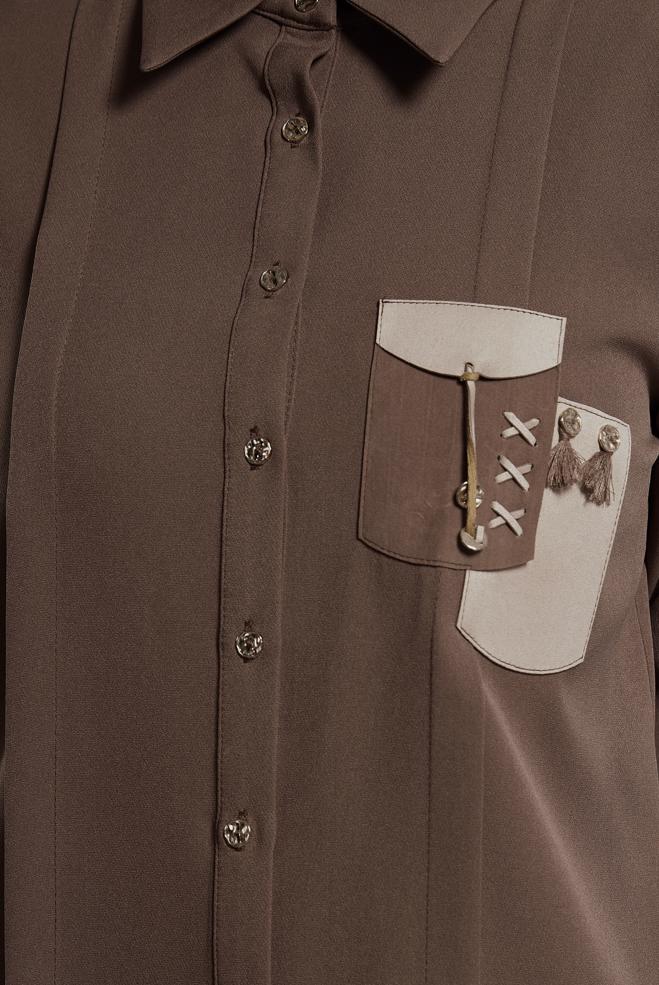 Tesettür giyim VİZON TESETTÜR GÖMLEK TUNİK 45101 - ALVİNA