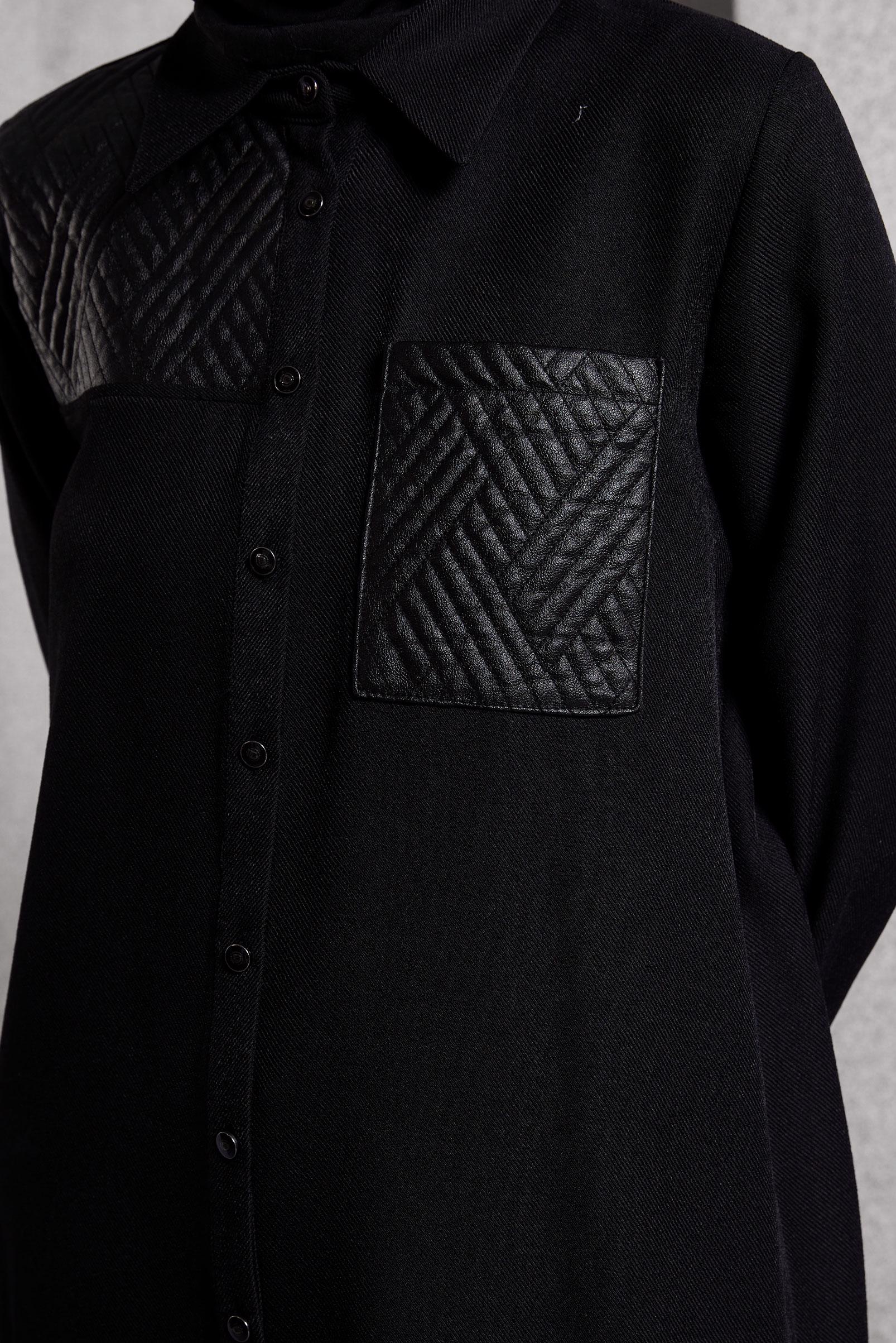 Tesettür giyim SİYAH GÖMLEK YAKA TUNİK 45102