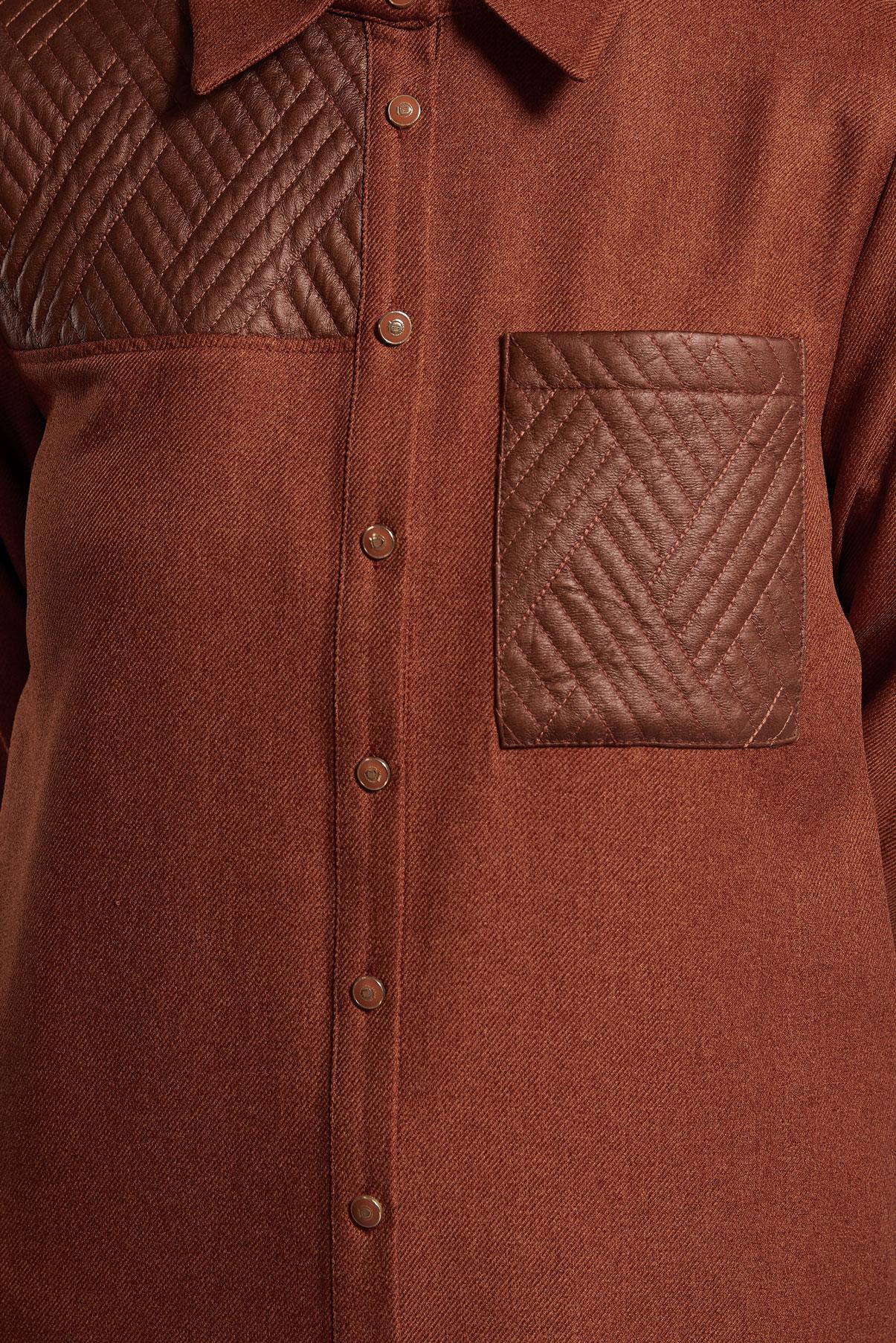 Tesettür giyim TURUNCU GÖMLEK YAKA TUNİK 45102