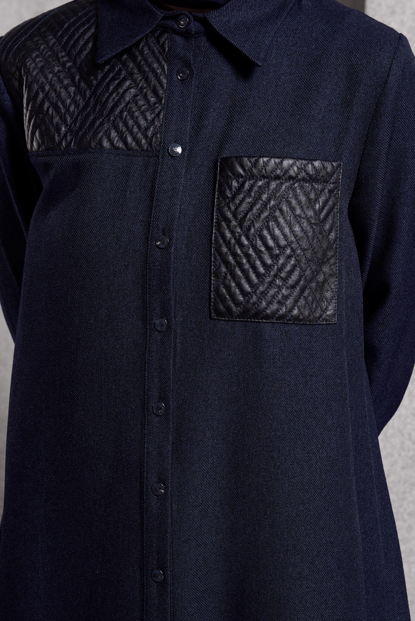 Tesettür giyim LACİVERT GÖMLEK YAKA TUNİK 45102