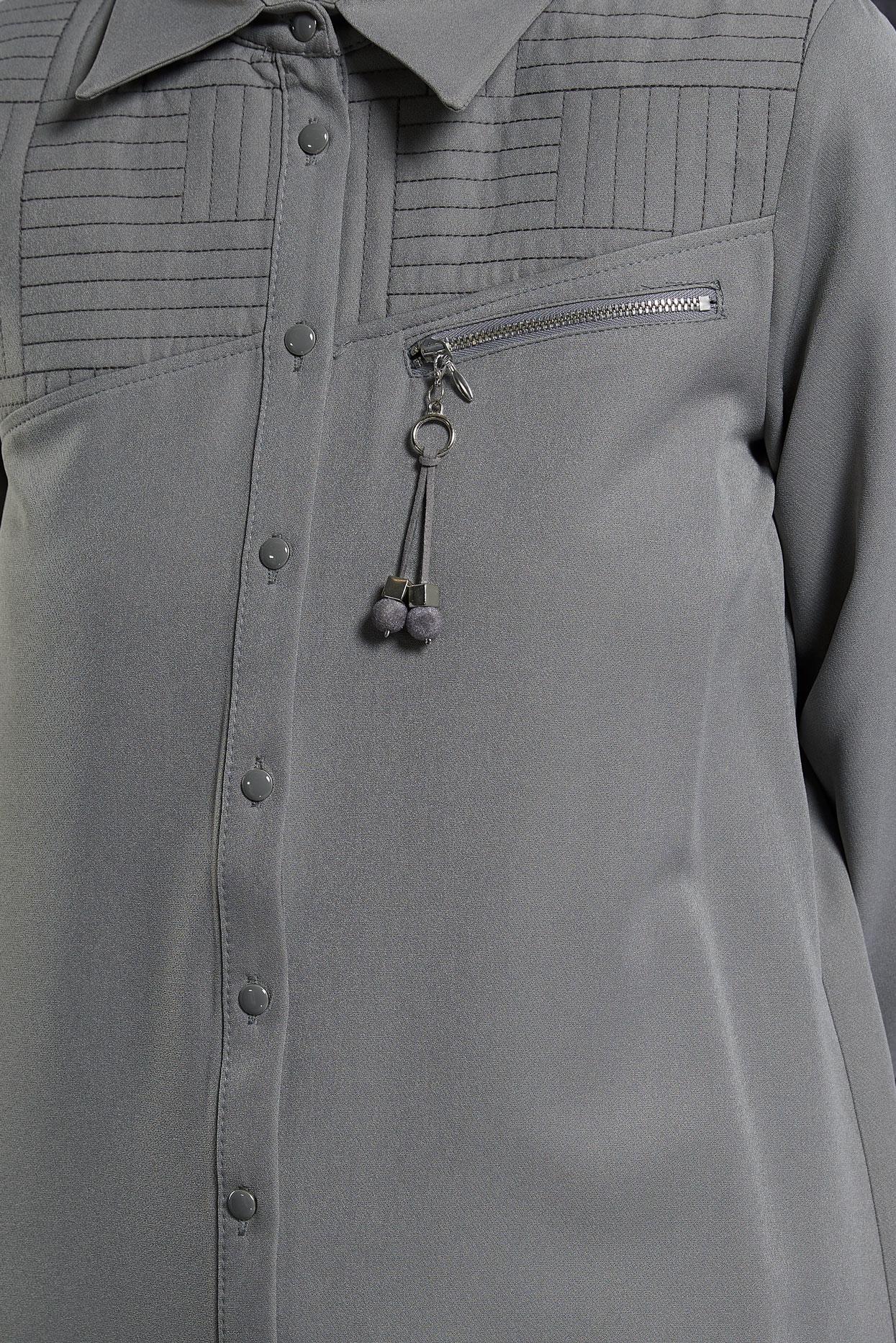 Tesettür giyim GRİ GÖMLEK YAKA TESETTÜR TUNİK 45103