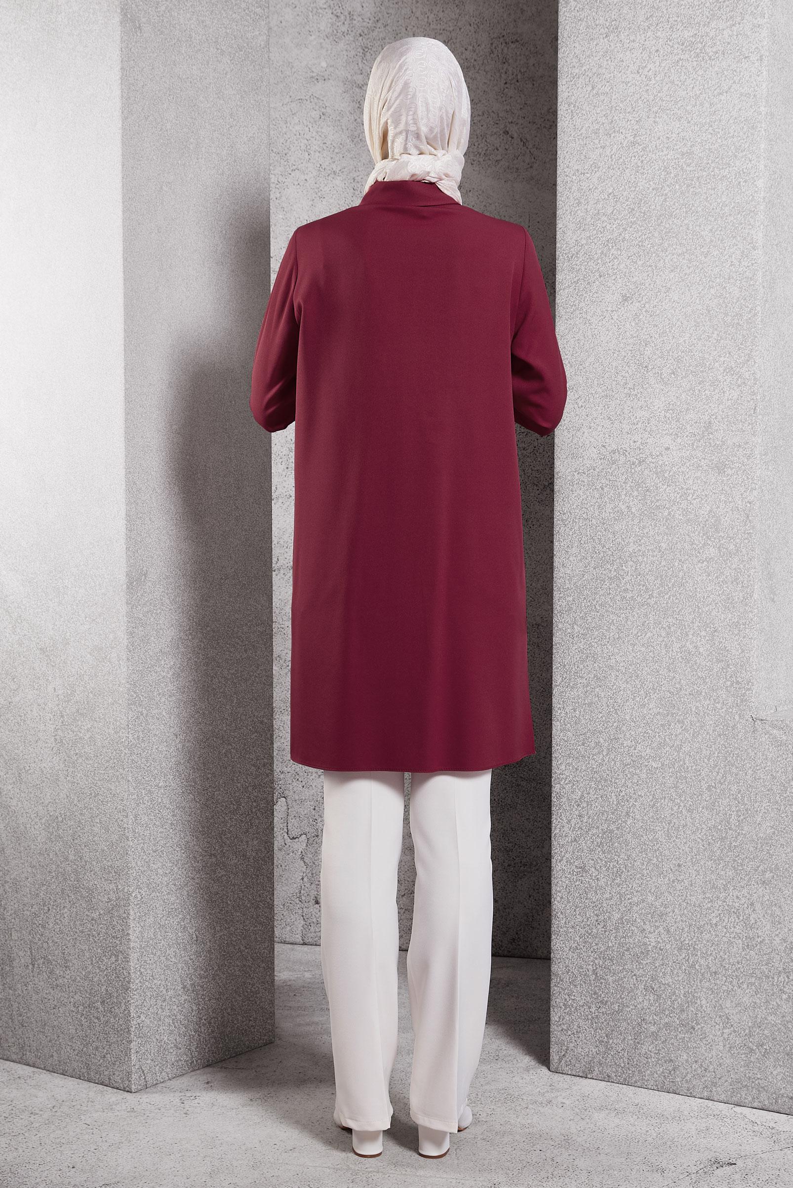 Tesettür giyim FUŞYA GÖMLEK YAKA TESETTÜR TUNİK 45103