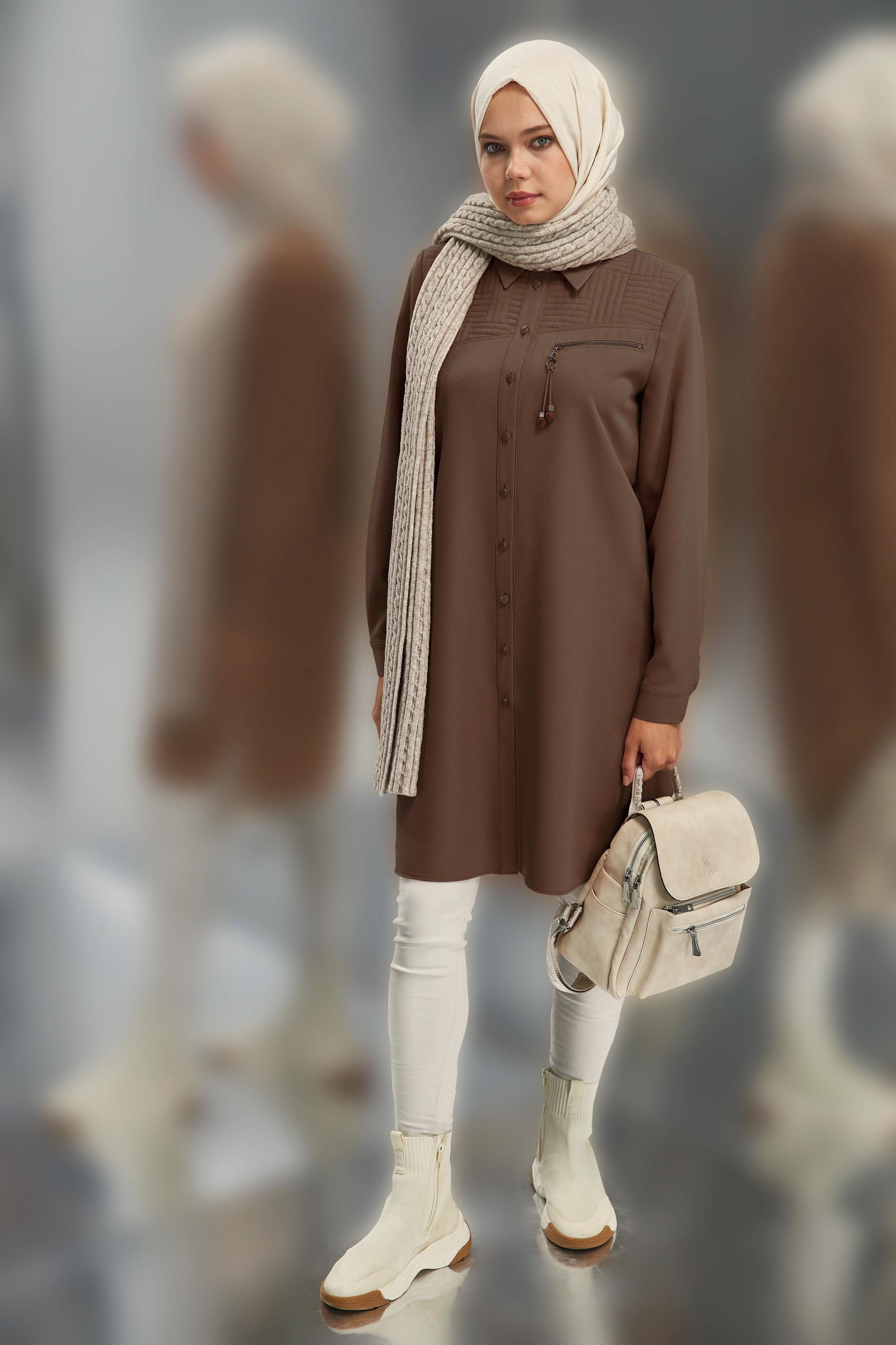 Hijab clothing MINK SHIRT COLLAR MODEST TUNIC 45103