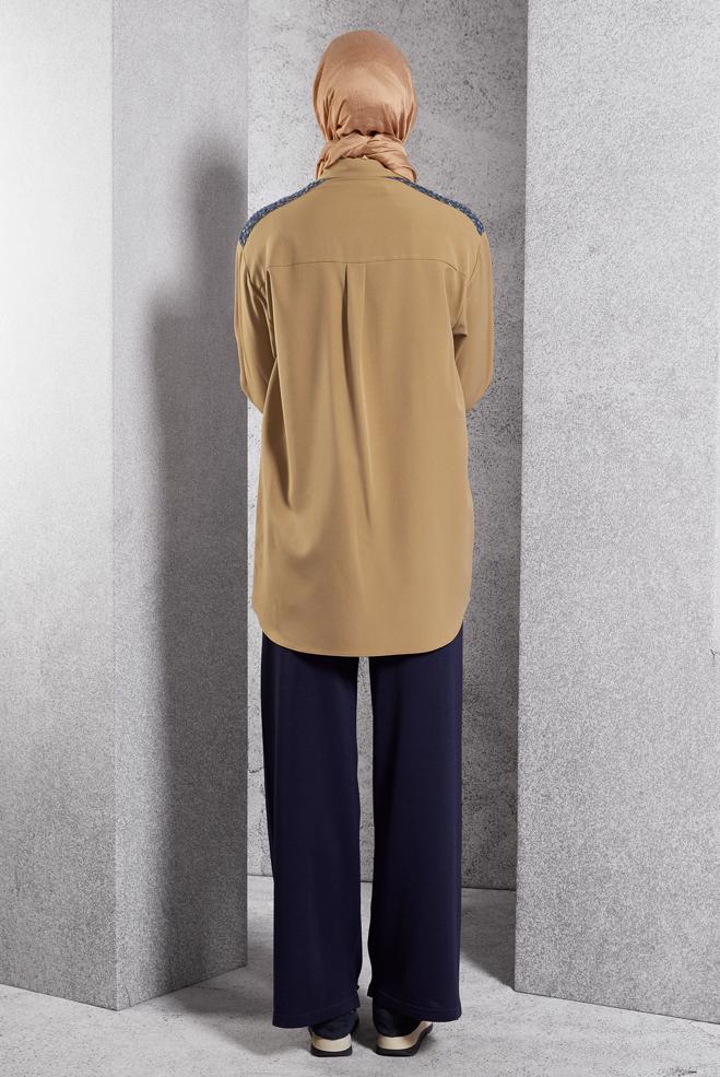 Tesettür giyim KAHVE PUL PAYETLİ TESETTÜR TUNİK 45104 - ALVİNA