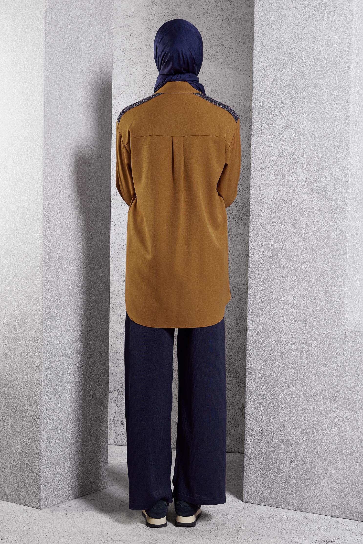 Tesettür giyim SARI PUL PAYETLİ TESETTÜR TUNİK 45104