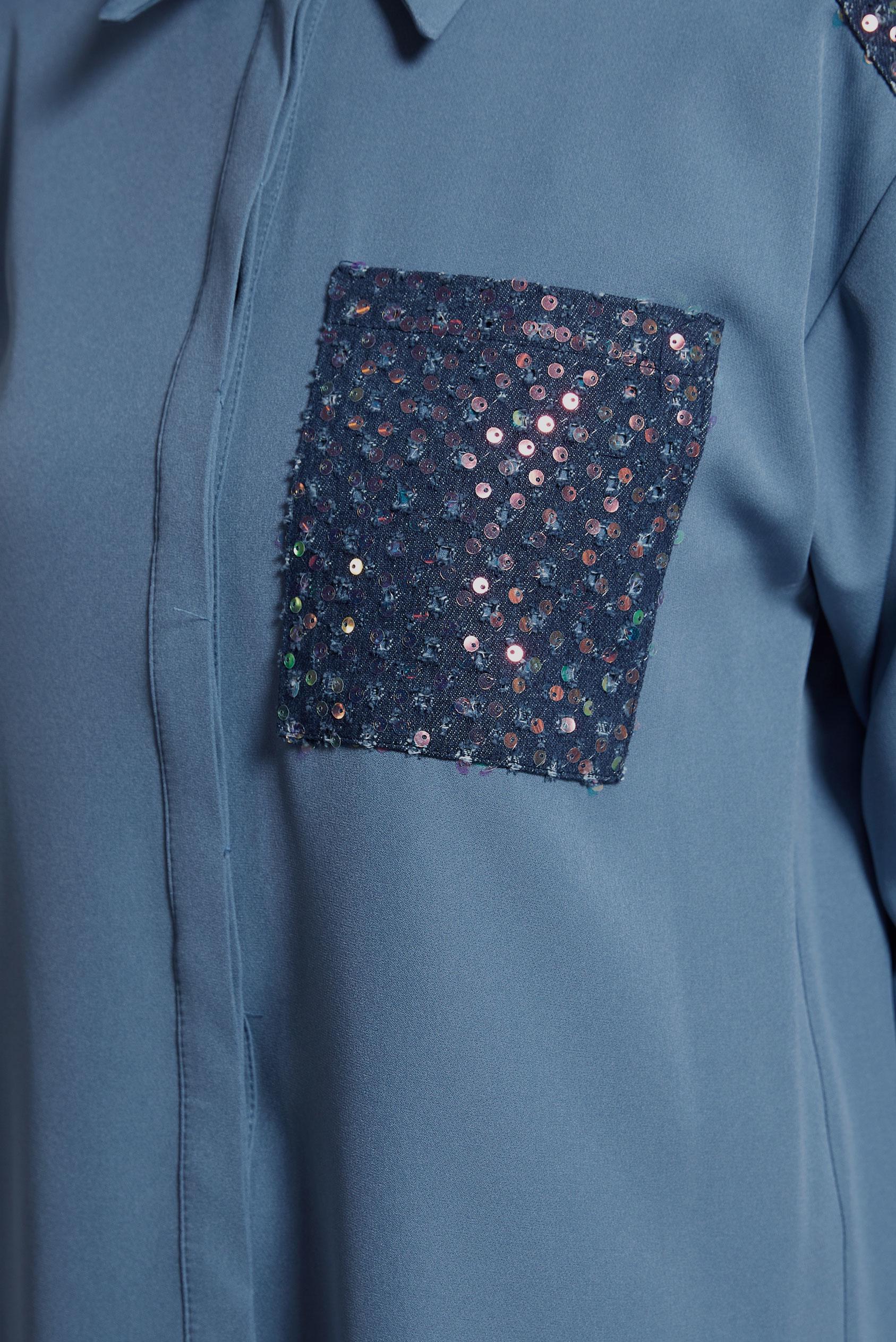 Tesettür giyim MAVİ PUL PAYETLİ TESETTÜR TUNİK 45104