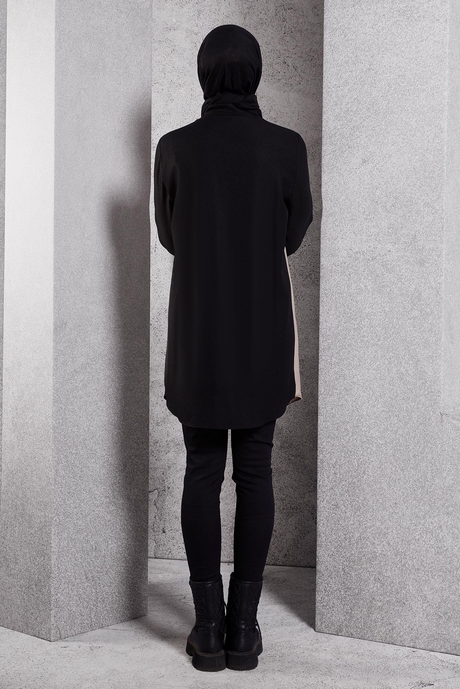 Vêtements hijab NOIR TUNIQUE BICOLORE 45105