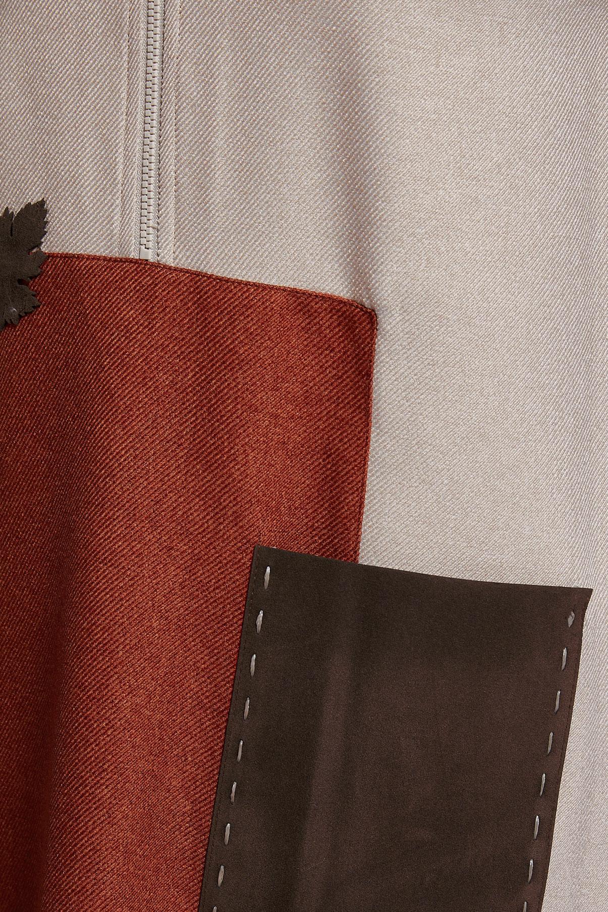 Tesettür giyim BEJ RENK BLOKLU TUNİK 45105