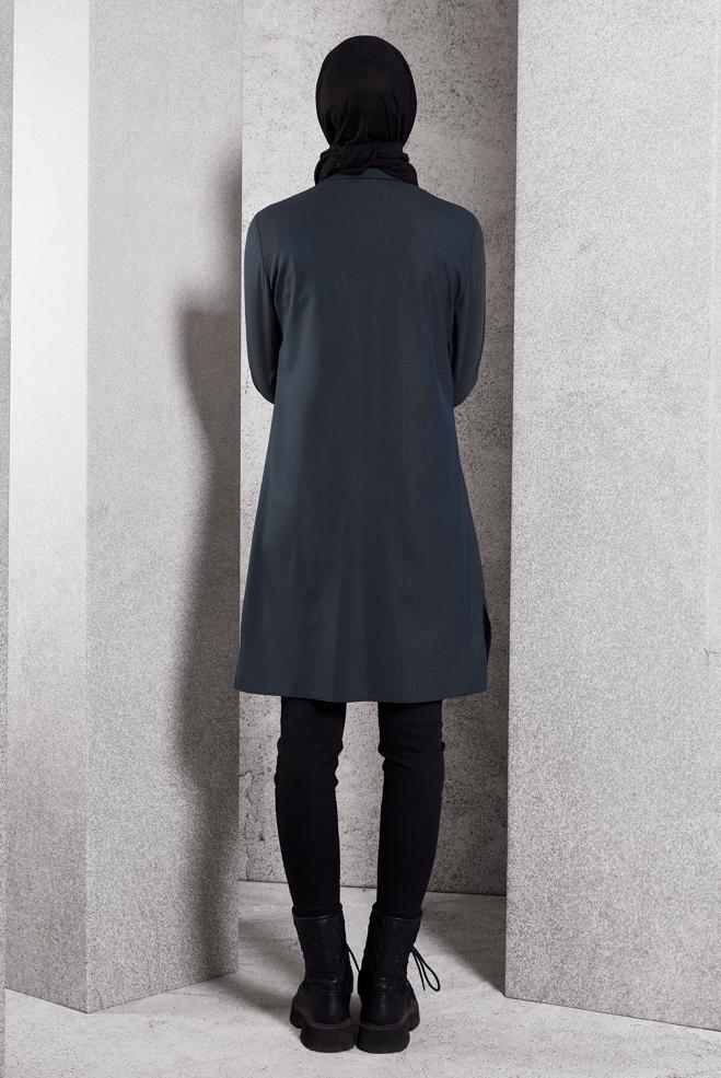 Tesettür giyim LACİVERT GÖMLEK YAKA TESETTÜR TUNİK 45115 - ALVİNA