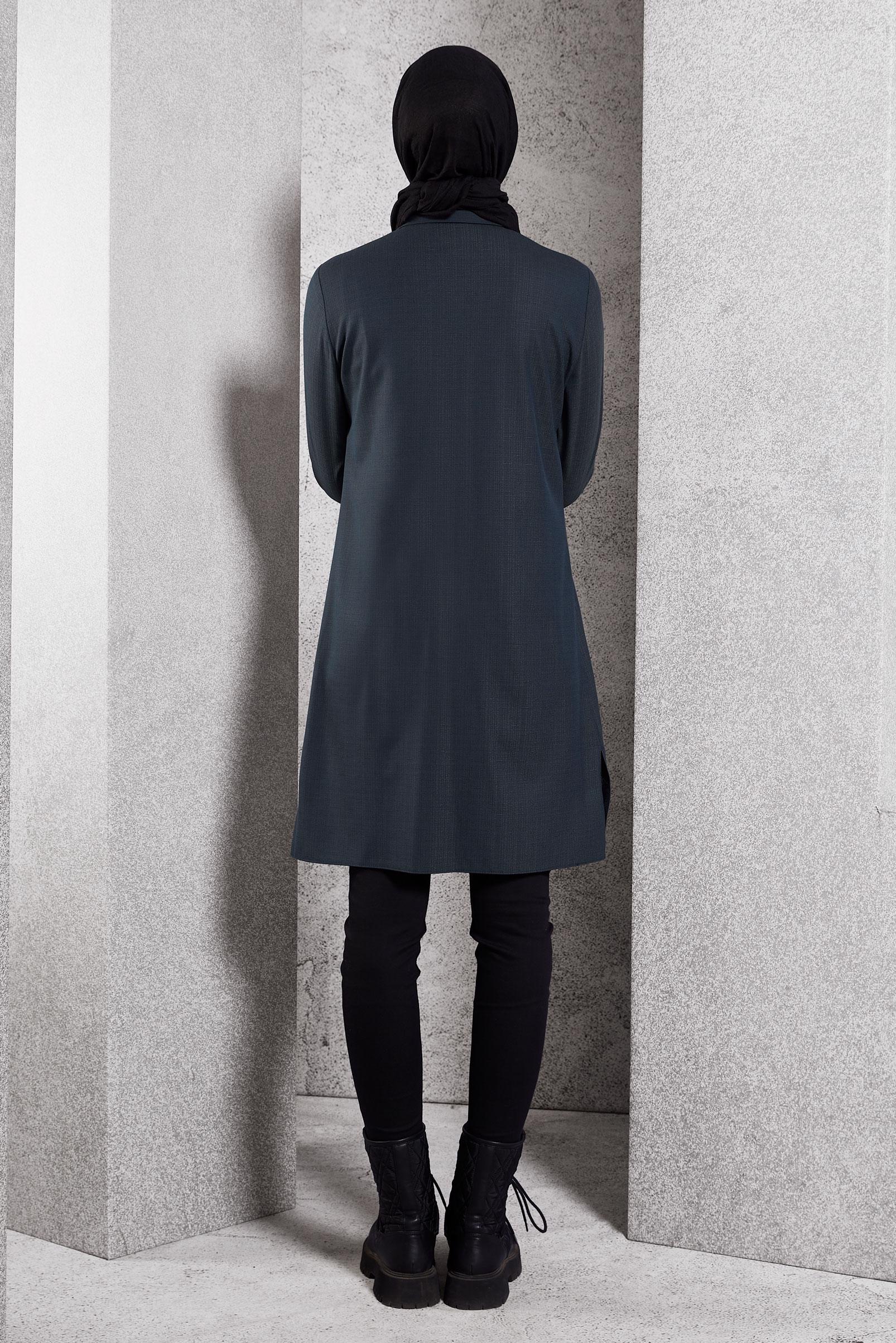 Tesettür giyim LACİVERT GÖMLEK YAKA TESETTÜR TUNİK 45115