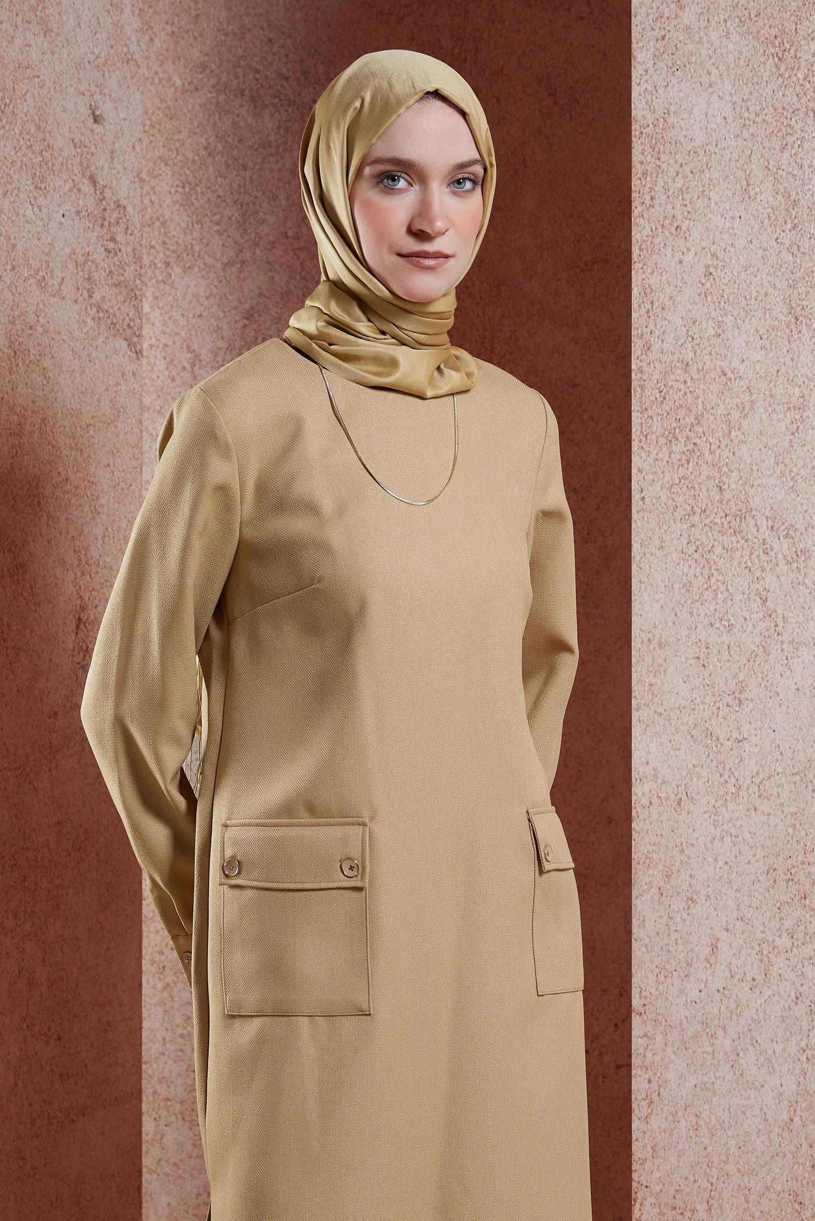 Vêtements hijab BRUN TUNIQUE LONGUE MODESTE 45116