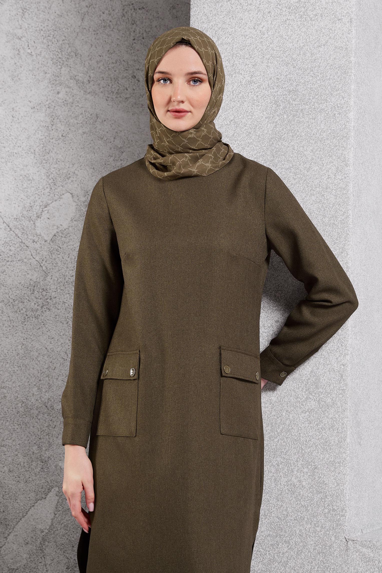 Tesettür giyim KAHVE UZUN TESETTÜR TUNİK 45116