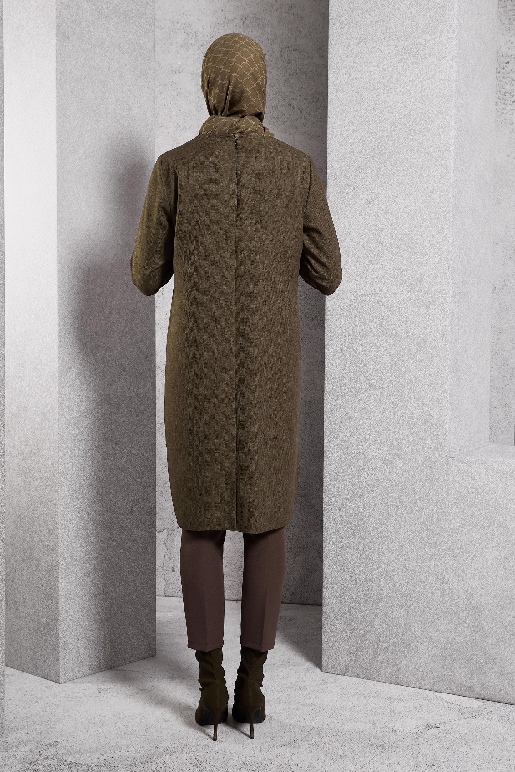 Tesettür giyim KAHVE UZUN TESETTÜR TUNİK 45116