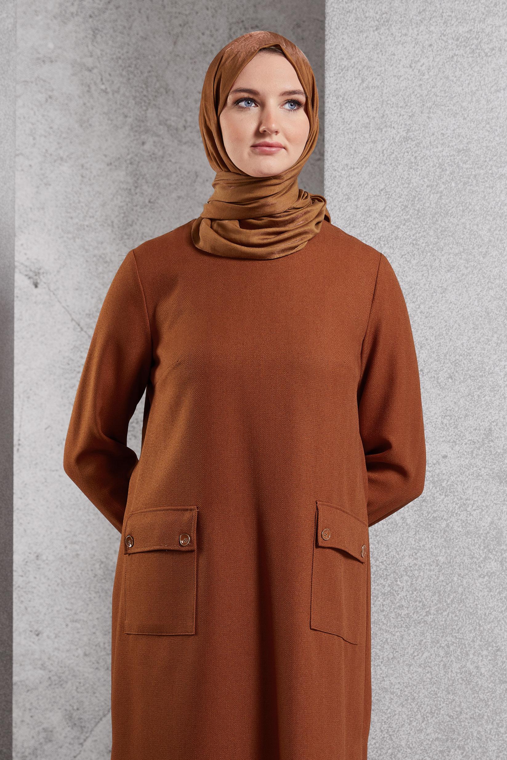 Tesettür giyim TURUNCU UZUN TESETTÜR TUNİK 45116