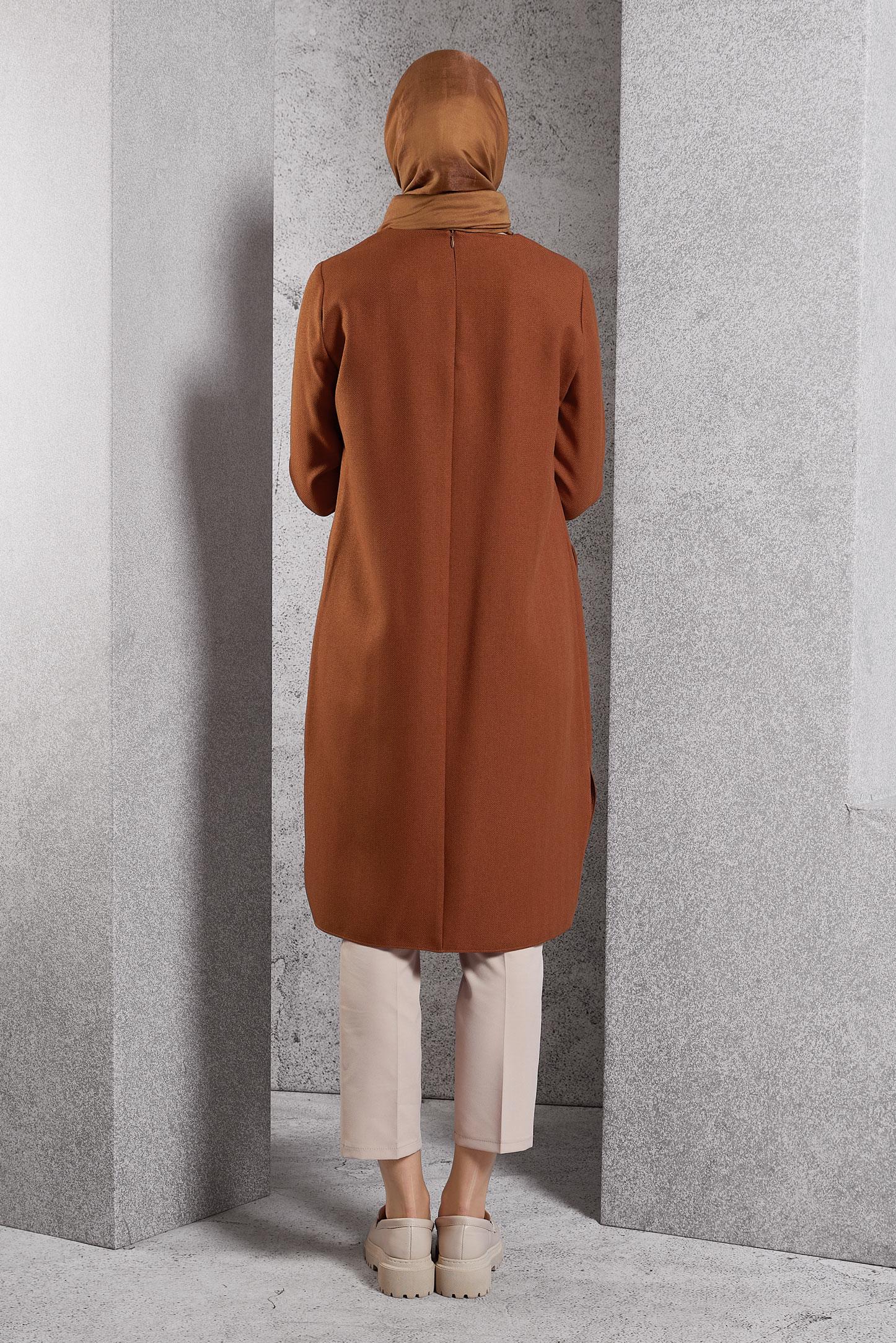 Tesettür giyim TURUNCU UZUN TESETTÜR TUNİK 45116