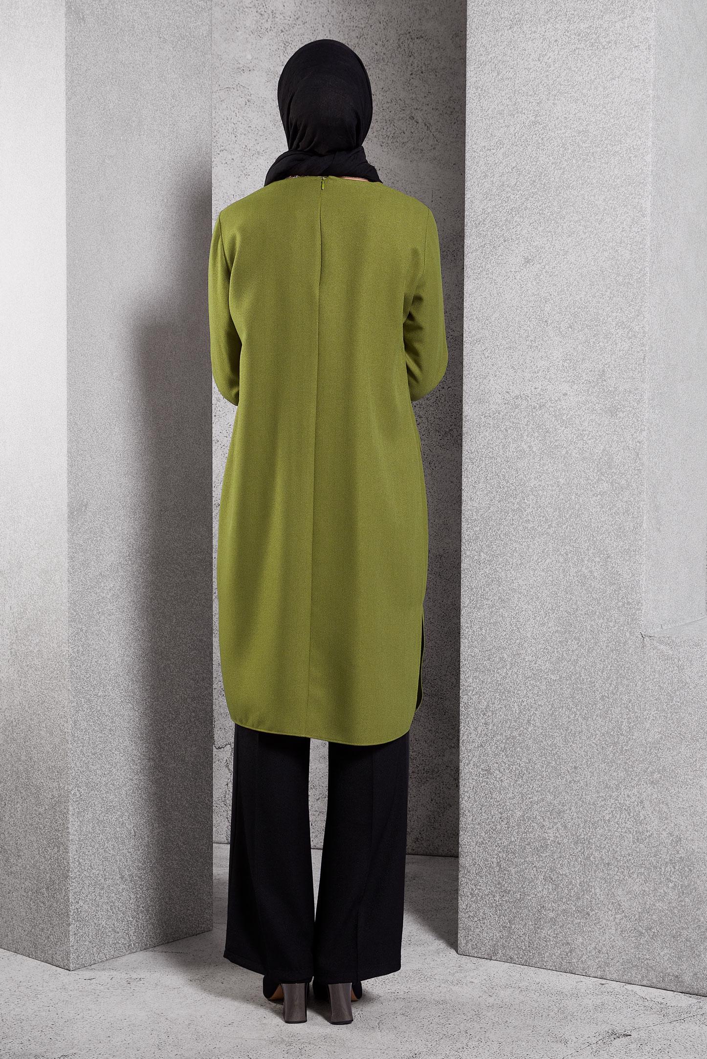 Tesettür giyim YEŞİL UZUN TESETTÜR TUNİK 45116