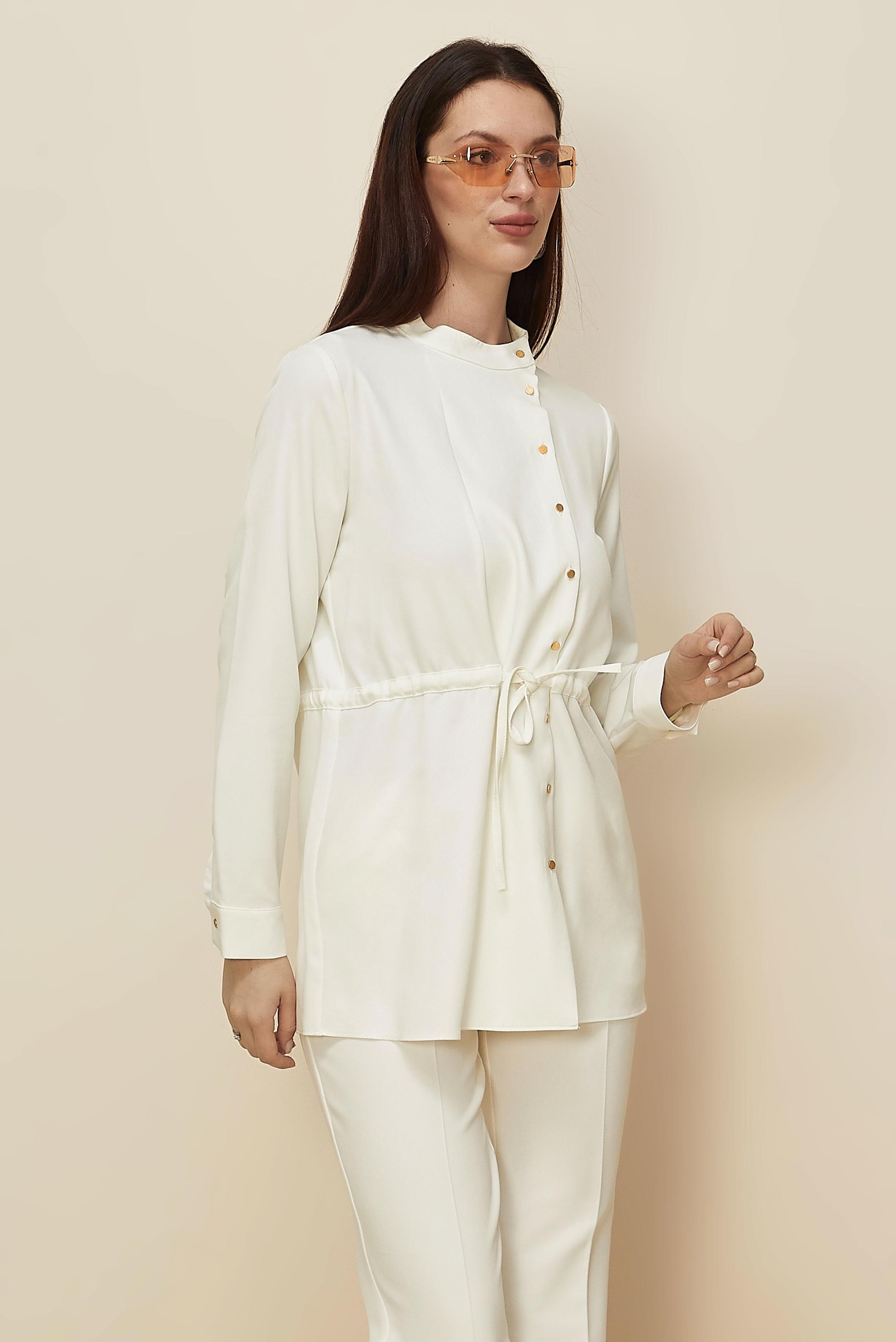 Vêtements hijab BLANC TUNIQUE À LA TAILLE NOUÉE 45147