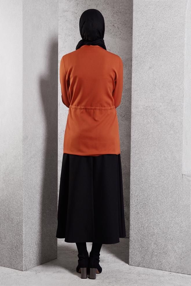 Tesettür giyim TURUNCU BAĞCIK DETAYLI TUNİK 45147 - ALVİNA