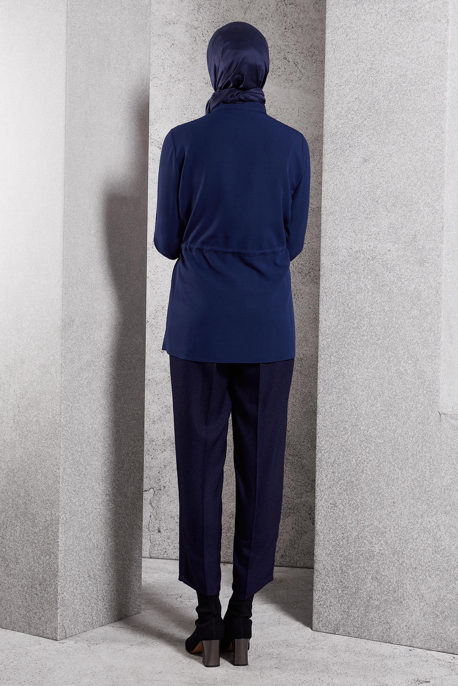 Tesettür giyim LACİVERT BAĞCIK DETAYLI TUNİK 45147