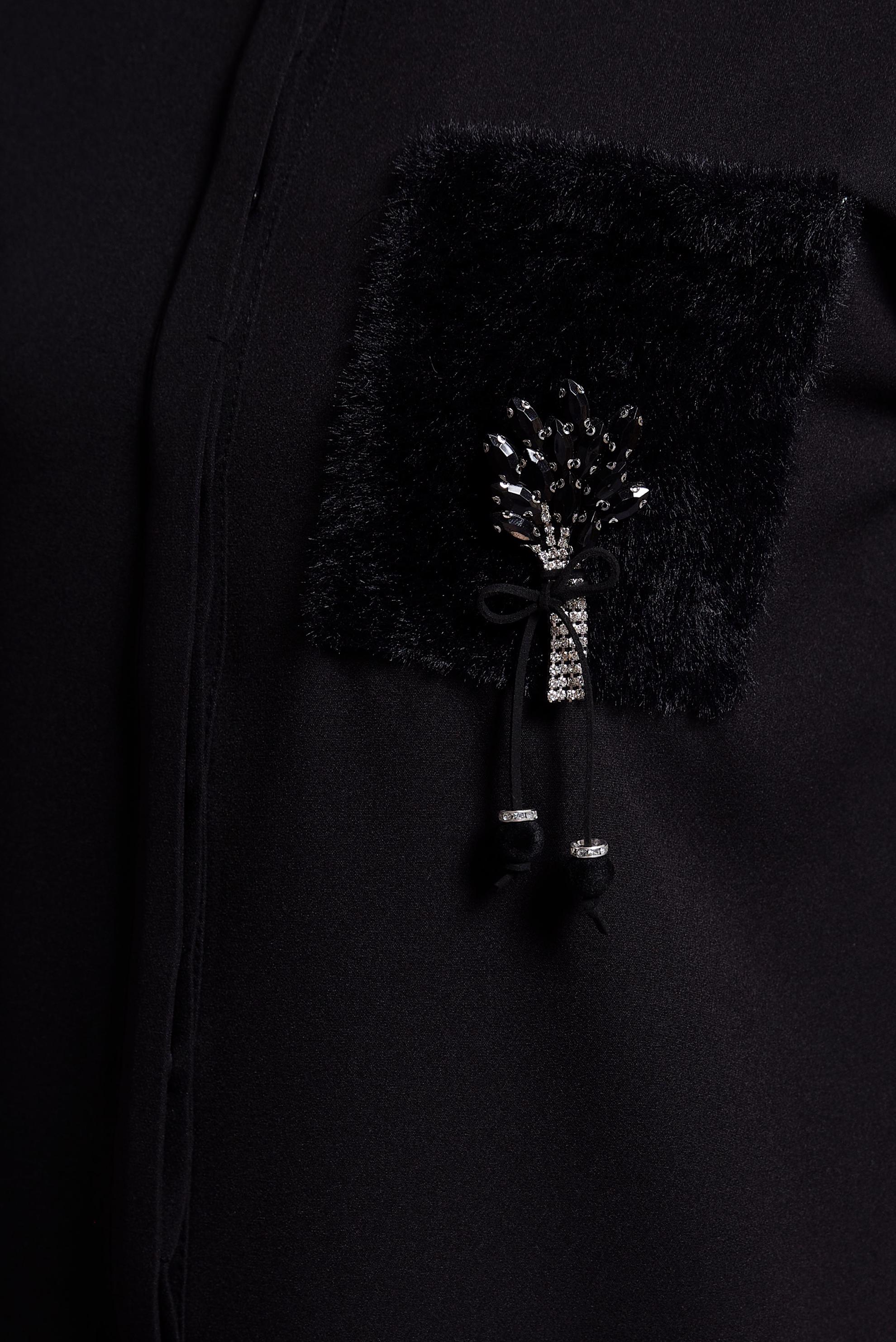 Tesettür giyim SİYAH BROŞ DETAYLI TESETTÜR TUNİK 45148