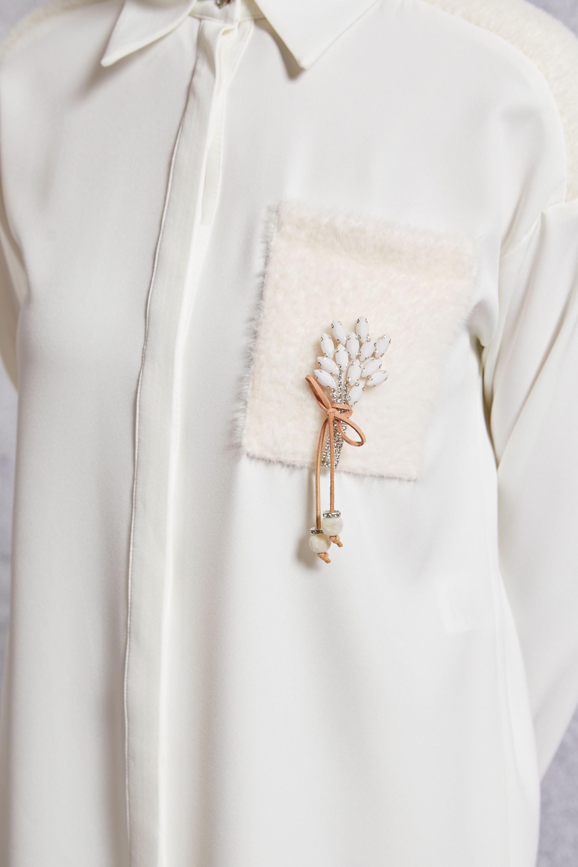 Vêtements hijab BLANC TUNIQUE AVEC BROCHE 45148