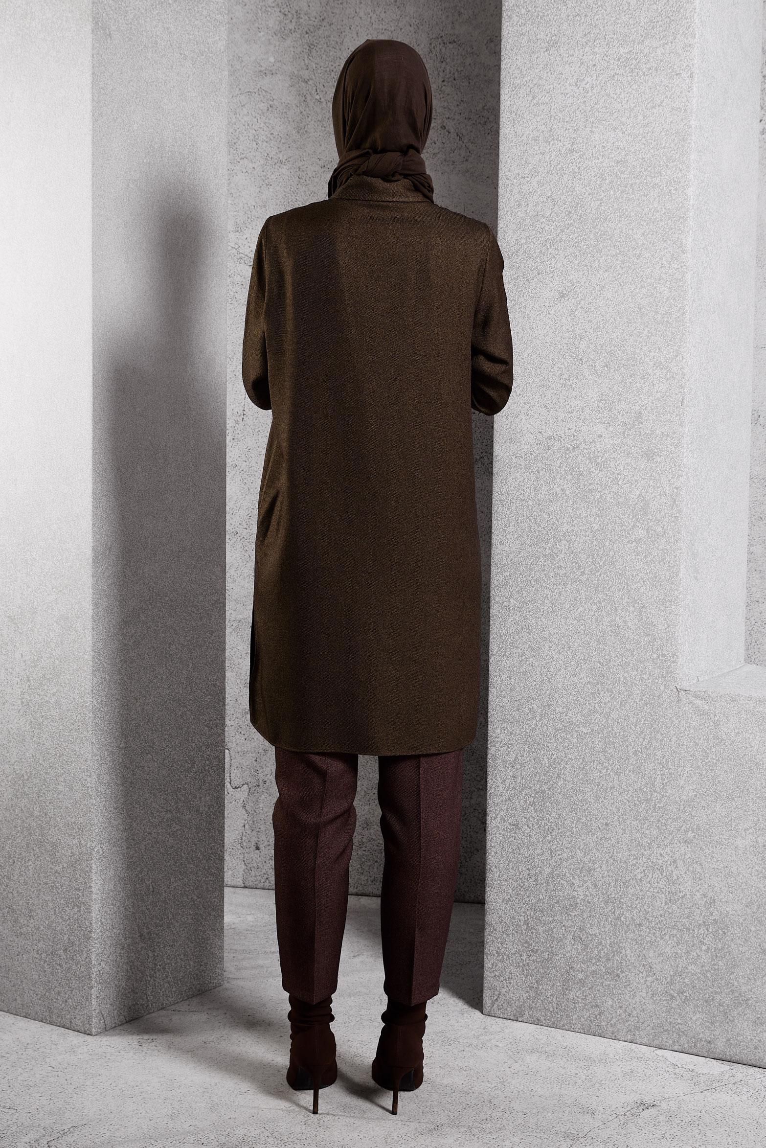 Vêtements hijab BRUN TUNIQUE À MOTIF FEUILLES 45149