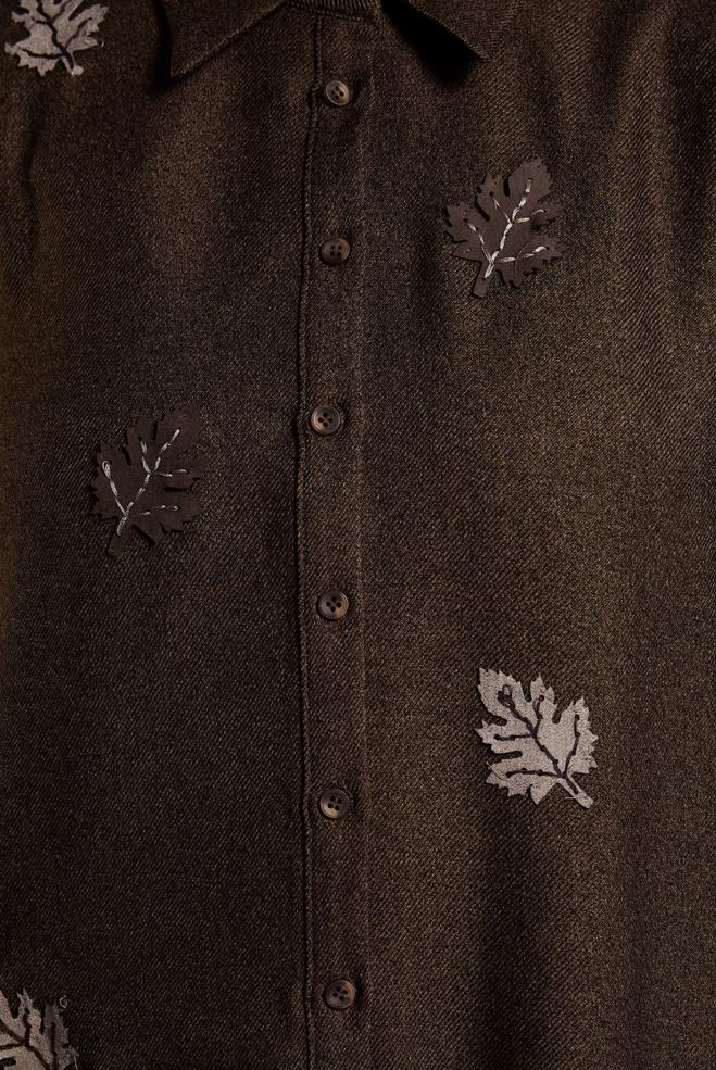 Vêtements hijab BRUN TUNIQUE À MOTIF FEUILLES 45149 - ALVİNA