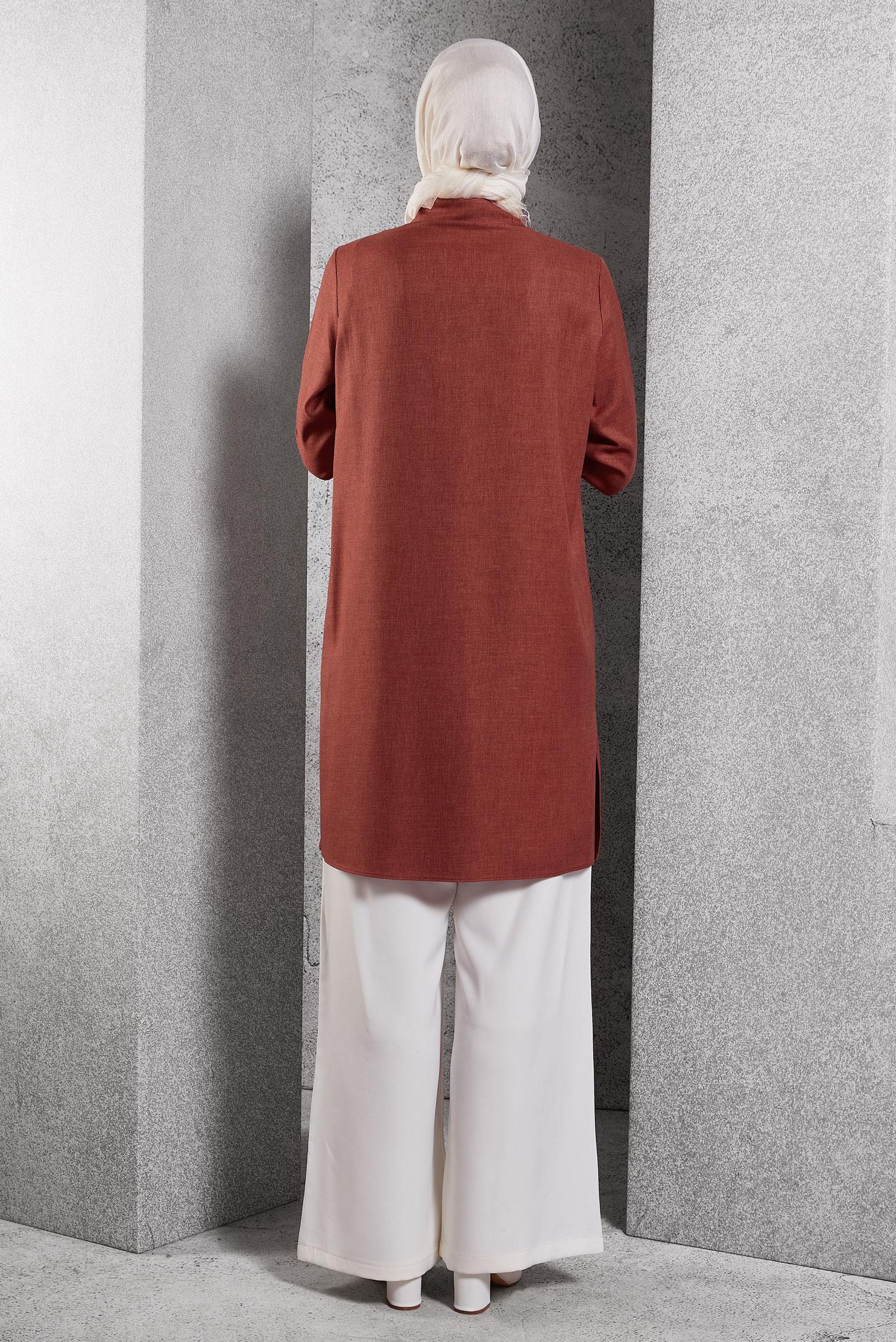 Tesettür giyim TURUNCU YAPRAK DESENLİ TUNİK 45149