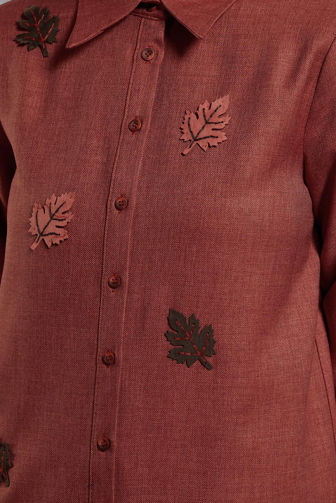 Tesettür giyim TURUNCU YAPRAK DESENLİ TUNİK 45149